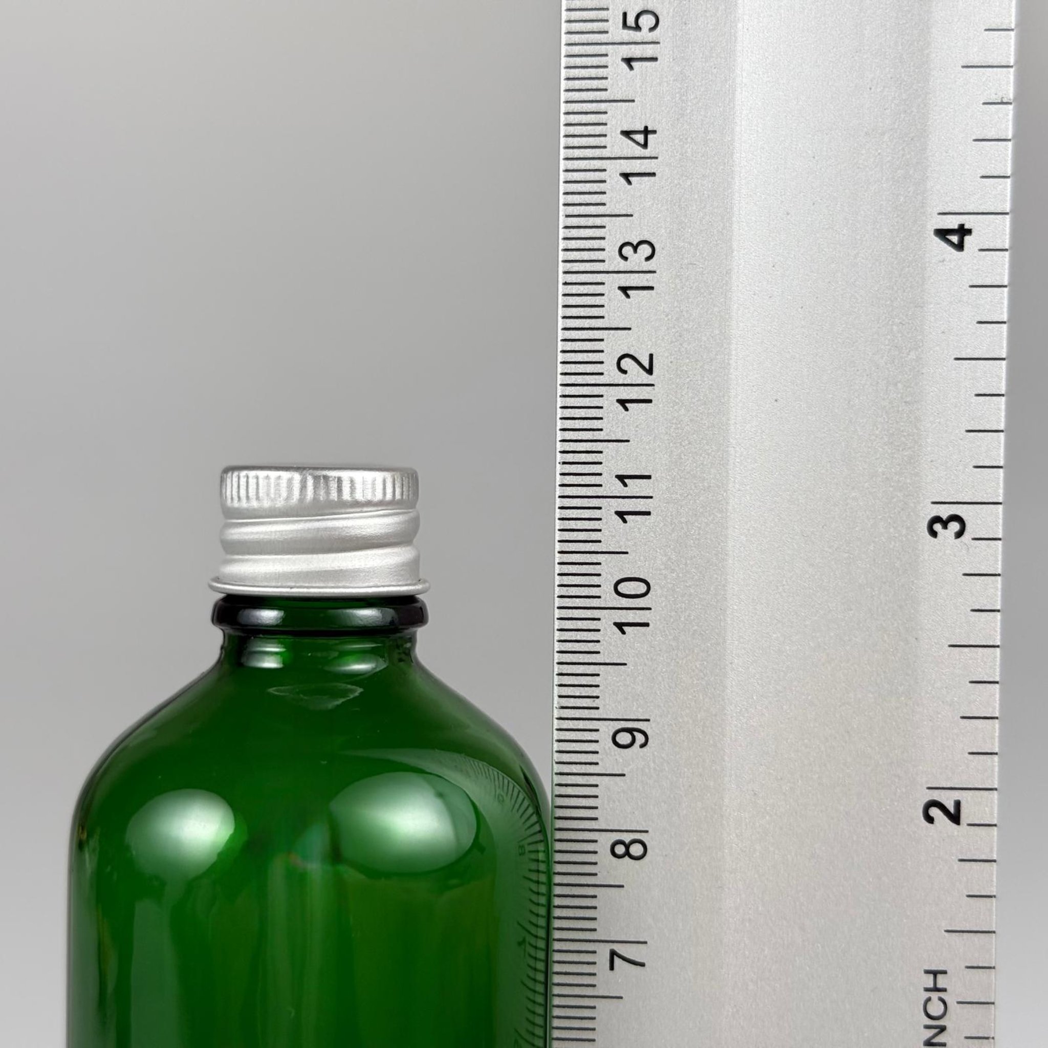 100 CC YEŞİL CAM ŞİŞE + KÖPÜK CONTALI GÜMÜŞ ALÜMİNYUM METAL KAPAKLI TAKIM - 100 ML YEŞİL CAM ŞİŞE