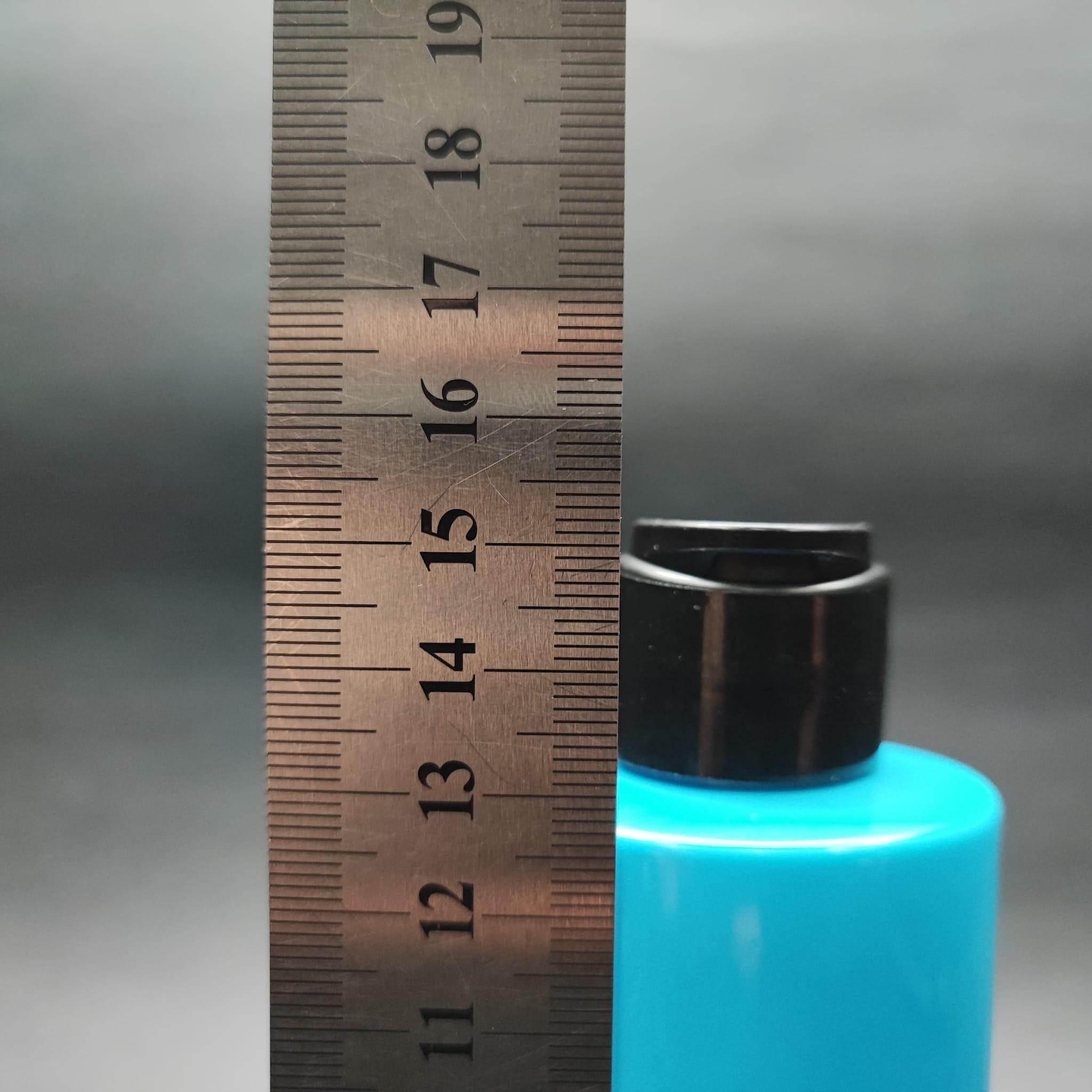 200 CC KÜT BOYUNLU UZUN SİLİNDİR PET ŞİŞE (24 GR) - SİYAH FARMASİ MODEL FLİPTOP KAPAKLI - 200 ML PLASTİK ŞİŞE - MAVİ