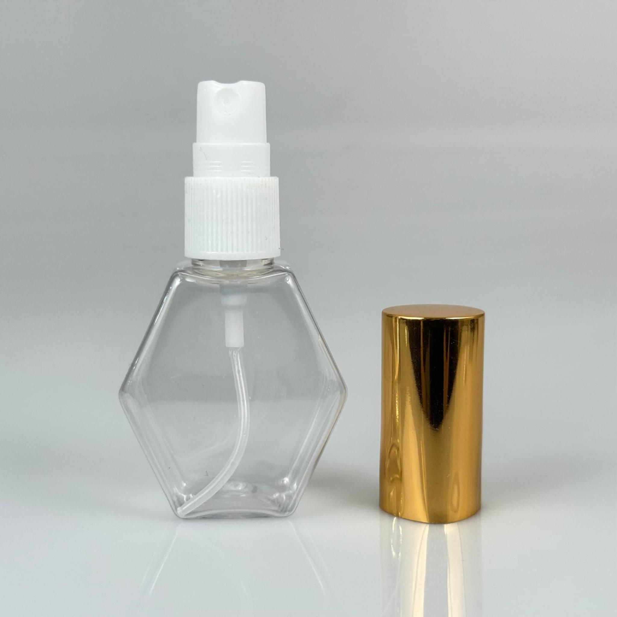 40 ML PET KOLONYA, PARFÜM VB ŞİŞELERİ - METAL ALÜMİNYUM GOLD KAPAK + VİDALI SPREY + 40 CC ALTIGEN ŞİŞE SET TAKIM