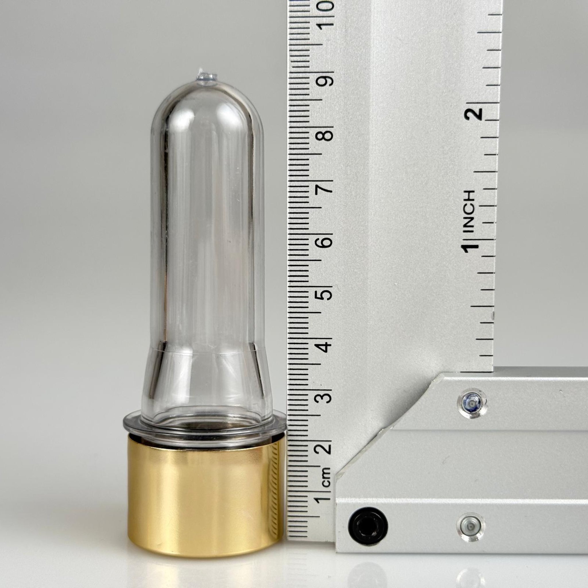 9 CM TÜP - 20 CC UZUN KALIN PET ŞİŞE + ALÜMİNYUM KAPLAMALI GOLD KAPAKLI TAKIM - 20 ML KALIN PET ŞİŞE