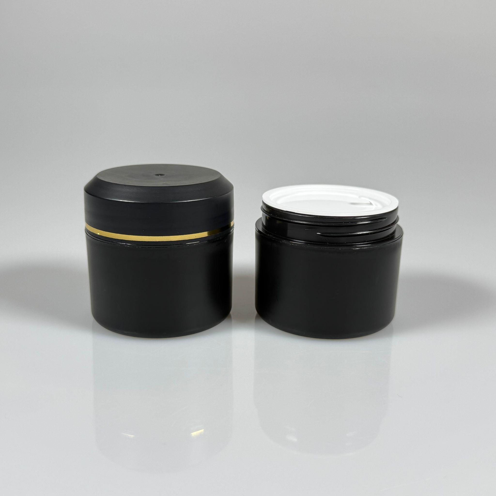 50 CC NOBEL KREM KAVANOZU - KAPAKLI - İÇ TIPALI - SİYAH - GOLD YALDIZLI KREM KUTUSU - KOZMETİK AMBALAJ