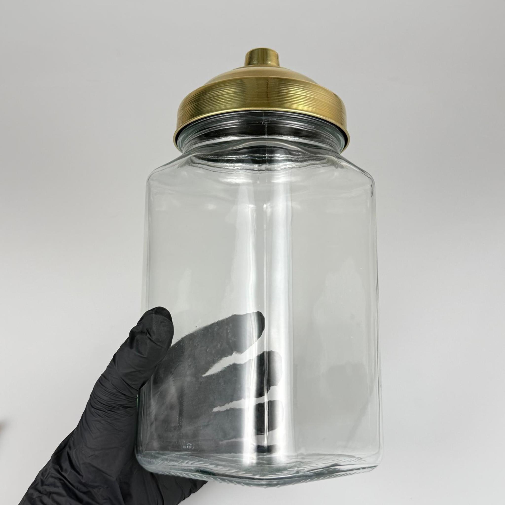 AKTAR, BAKKALİYE, TEŞHİR İÇİN NOSTALJİ PİRİNÇ KAPAKLI CAM KAVANOZ - 2000 ML KÖŞELİ KARE