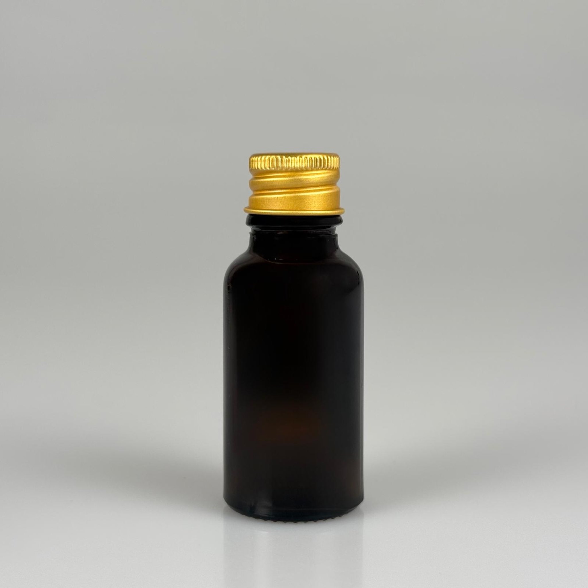 20 CC AMBER CAM ŞİŞE + KÖPÜK CONTALI GMOLD ALÜMİNYUM METAL KAPAKLI TAKIM - 20 ML KAHVERENGİ CAM ŞİŞE