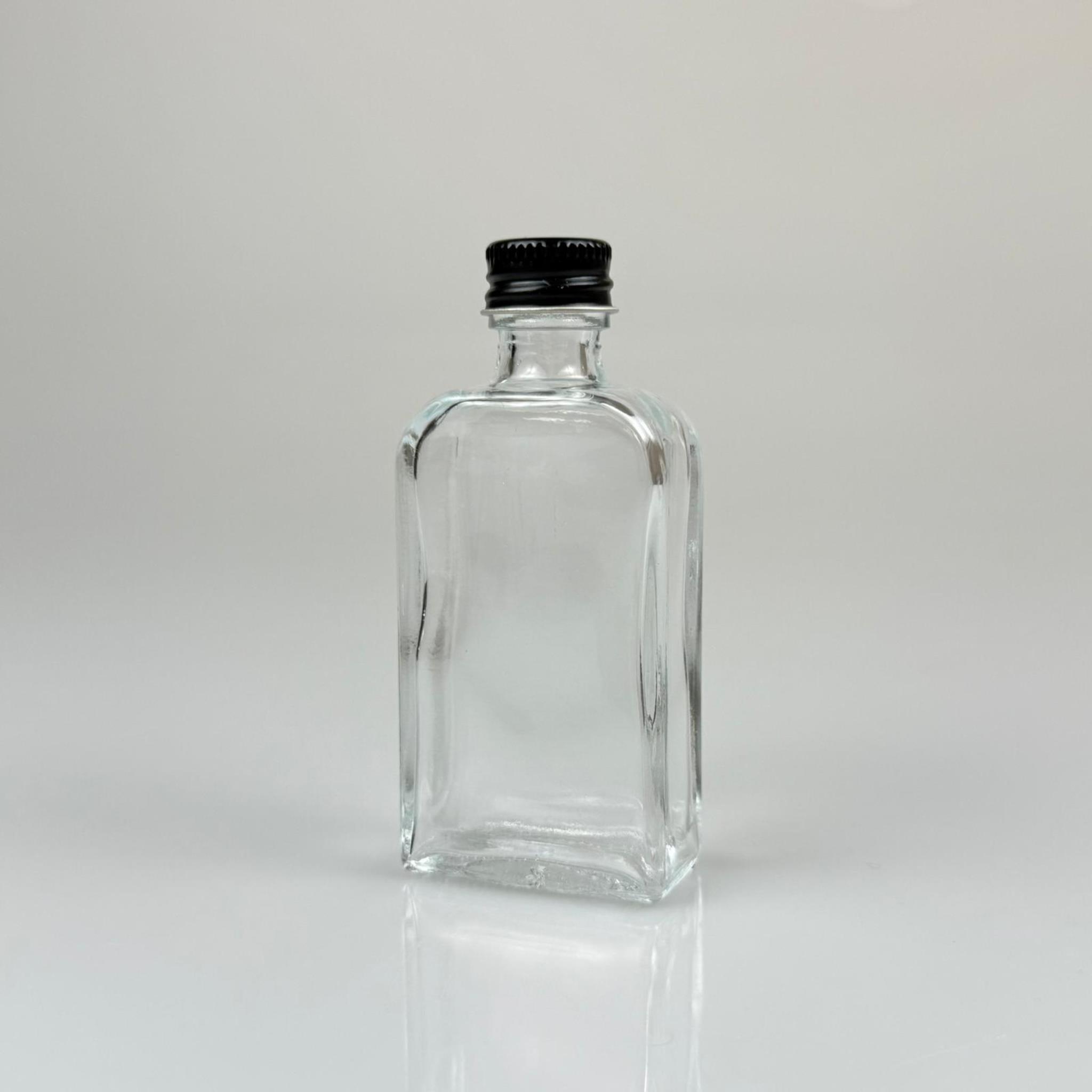 50 CC YASSI DİKDÖRTGEN CAM ŞİŞE - SİYAH METAL KAPAKLI - 50 ML PRESTİJLİ ŞİŞE