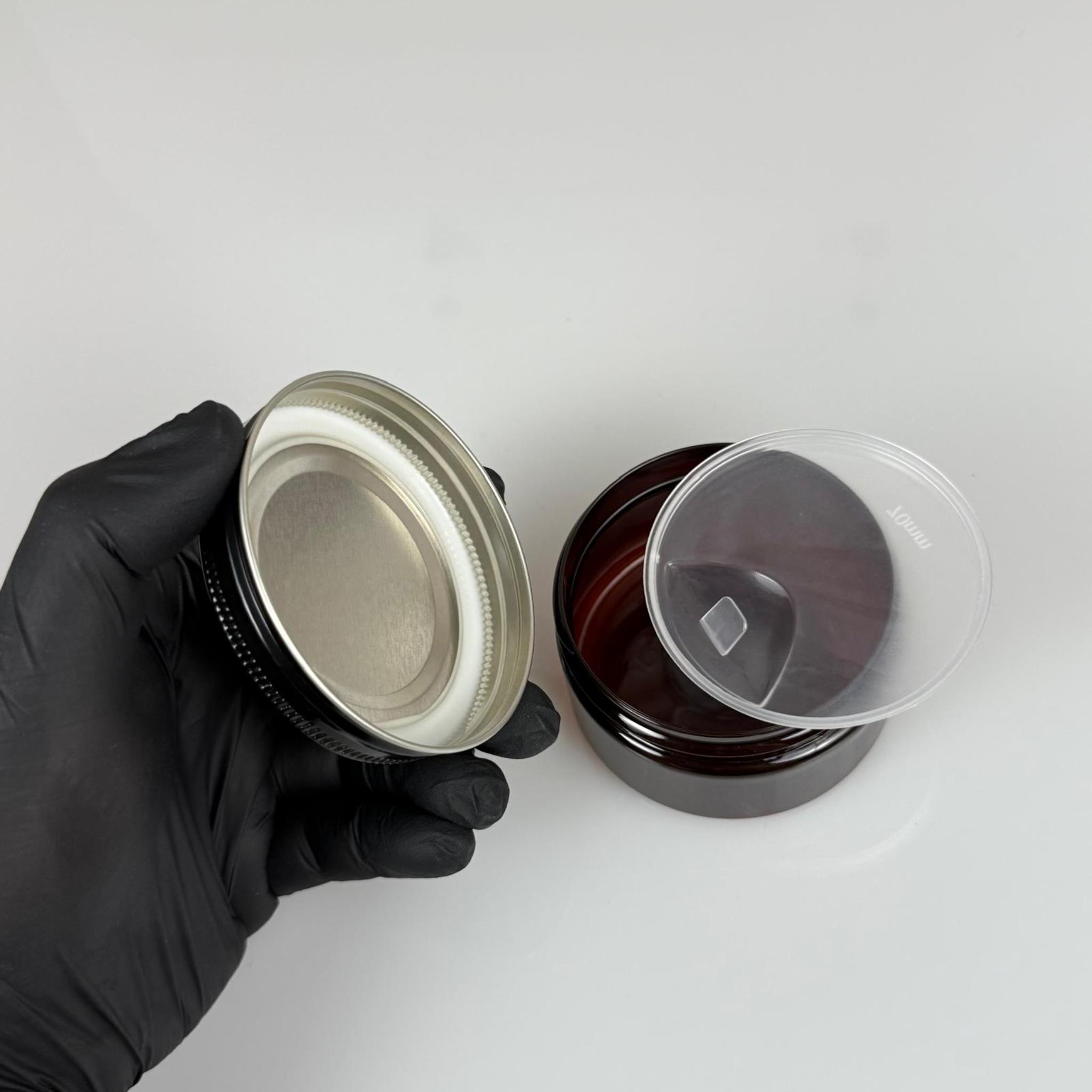 100 ML SERT PET KAVANOZ + SİYAH METAL KAPAK + İÇ TIPA - 100 CC KALIN AMBER PLASTİK KAVANOZ SİYAH METAL KAPAKLI İÇ TIPALI TAKIM - KREM KAVANOZLARI