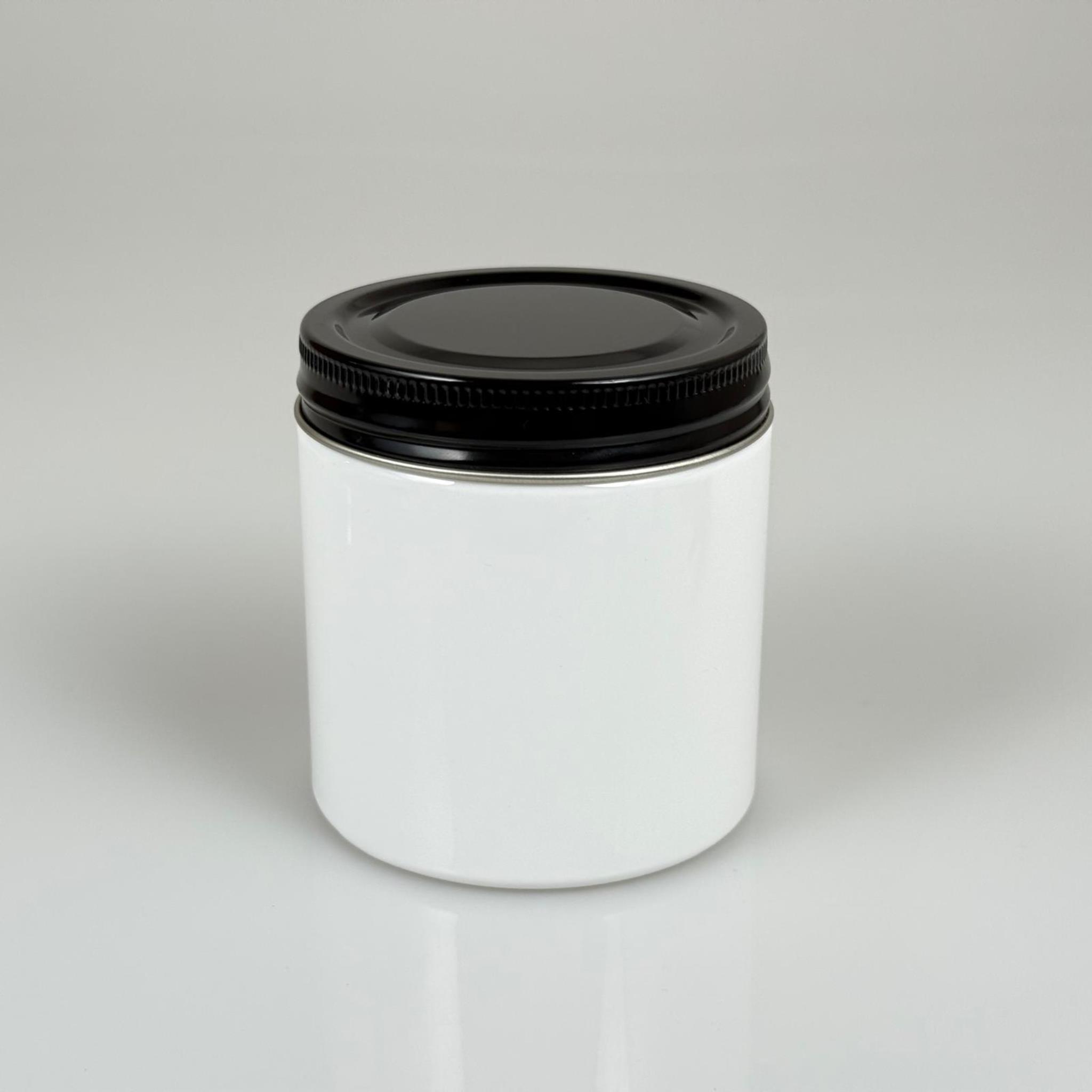 250 CC BEYAZ SERT PLASTİK KAVANOZ - SİYAH METAL KAPAKLI - 250 ML METAL KAPAKLI PLASTİK KAVANOZ - KOZMETİK KAVANOZ, GIDA KAVANOZU VE KREM KAVANOZU OLARAK KULLANABİLİRSİNİZ