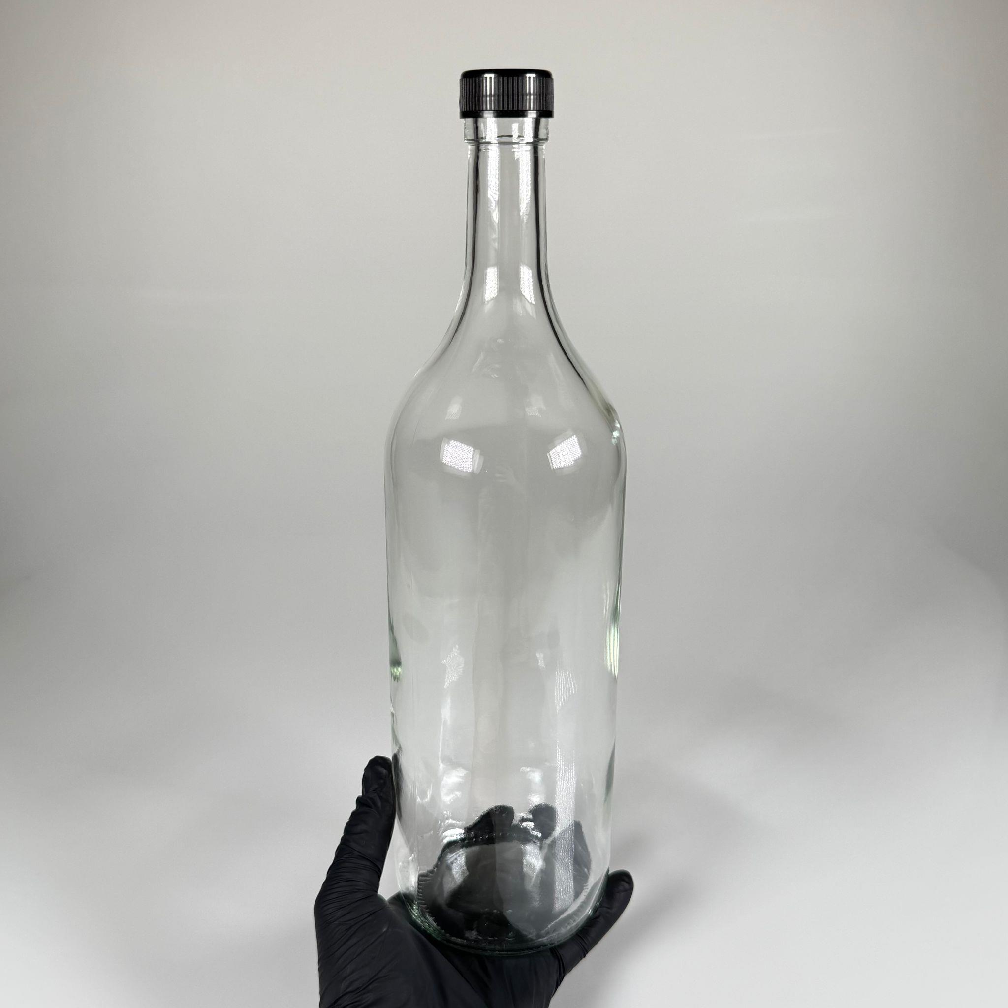 1500 CC ŞEFFAF CAM ŞİŞE - SİYAH KAPAKLI - 1500 ML CAM ŞİŞE - 1,5 LİTRE CAM ŞİŞE