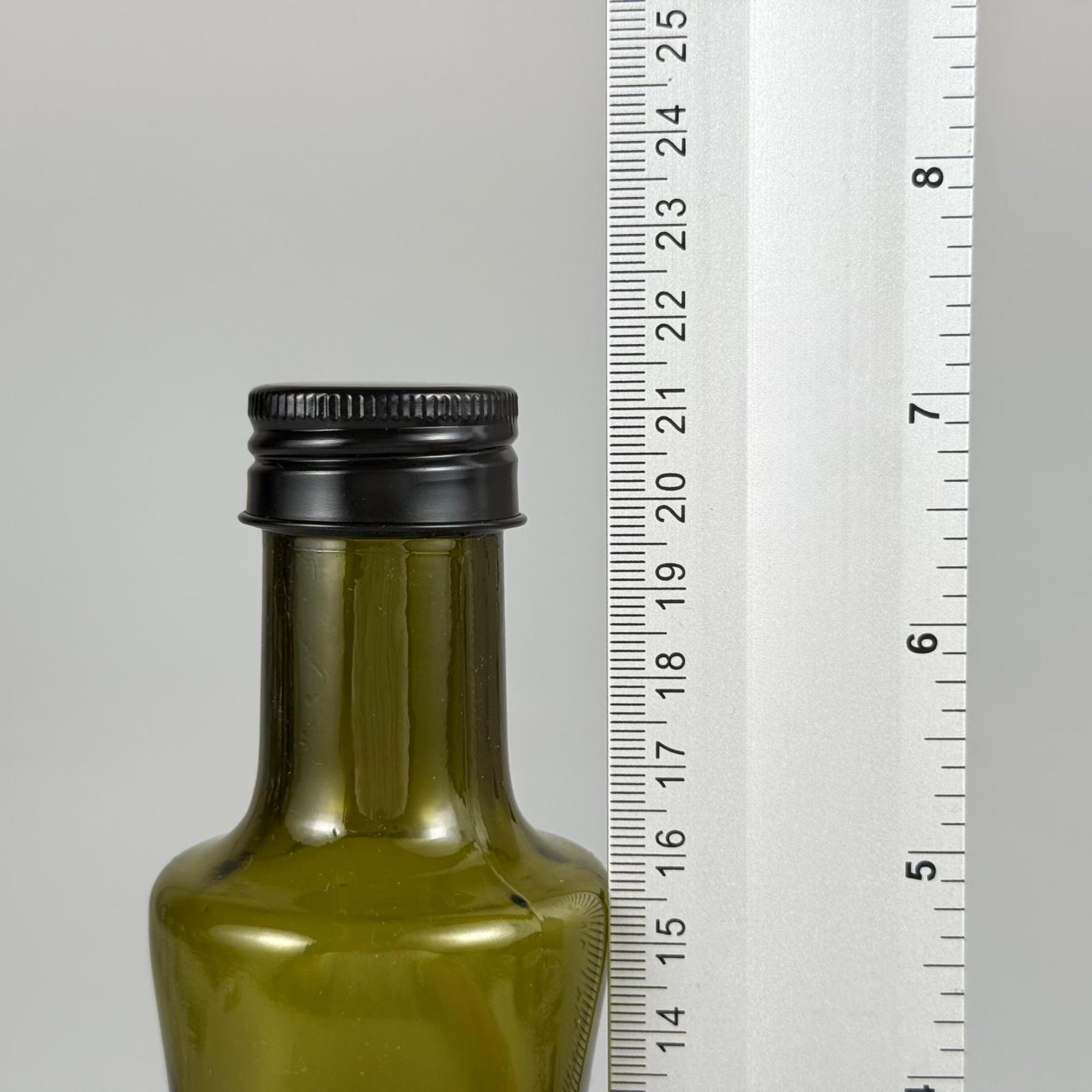 250 CC YEŞİL GEOLİVE CAM ŞİŞE - SİYAH ALÜMİNYUM KAPAKLI - 250 ML OVAL ŞİŞE - GEOLİVE ŞİŞE 250 ML - zeytinyağı için renkli cam şişeleri