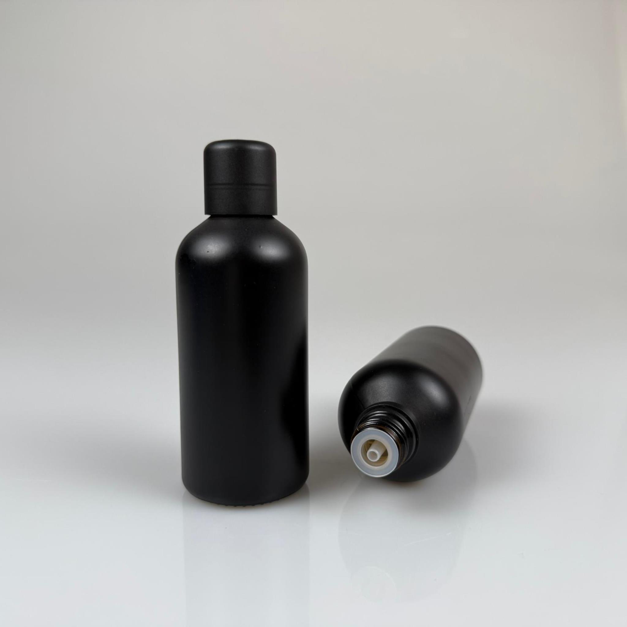 100 CC MAT SİYAH CAM ŞİŞE + İÇTEN DAMLALIKLI ÇOCUK KİLİTLİ SİYAH KAPAK - MAT SİYAH 100 ML KİLİT KAPAKLI DAMLATMALI ŞİŞE