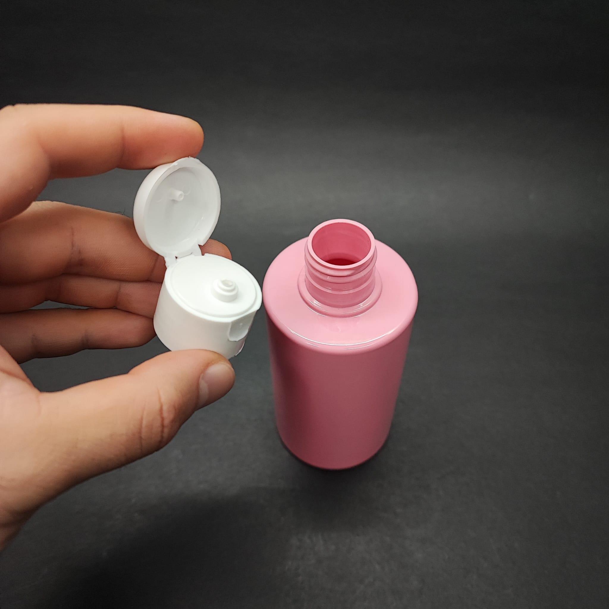 200 CC KÜT BOYUNLU SİLİNDİR PET ŞİŞE (24 GR) - BEYAZ FLİPTOP KAPAKLI - 200 ML PLASTİK ŞİŞE - PEMBE