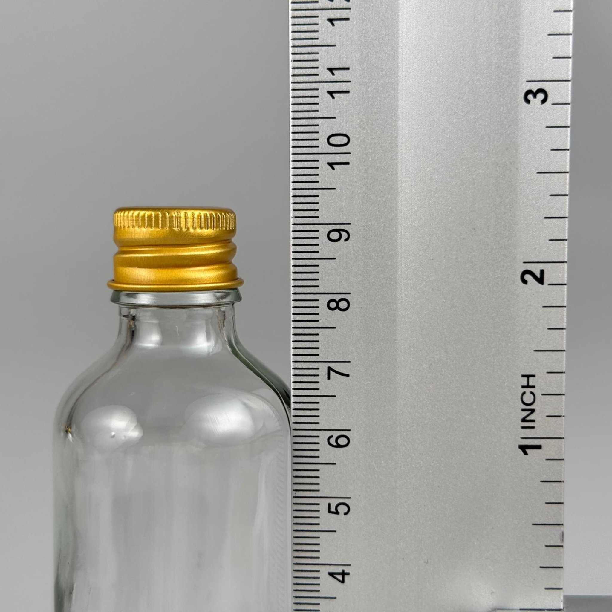 50 CC ŞEFFAF CAM ŞİŞE + KÖPÜK CONTALI GOLD ALÜMİNYUM METAL KAPAKLI TAKIM - 50 ML ŞEFFAF CAM ŞİŞE
