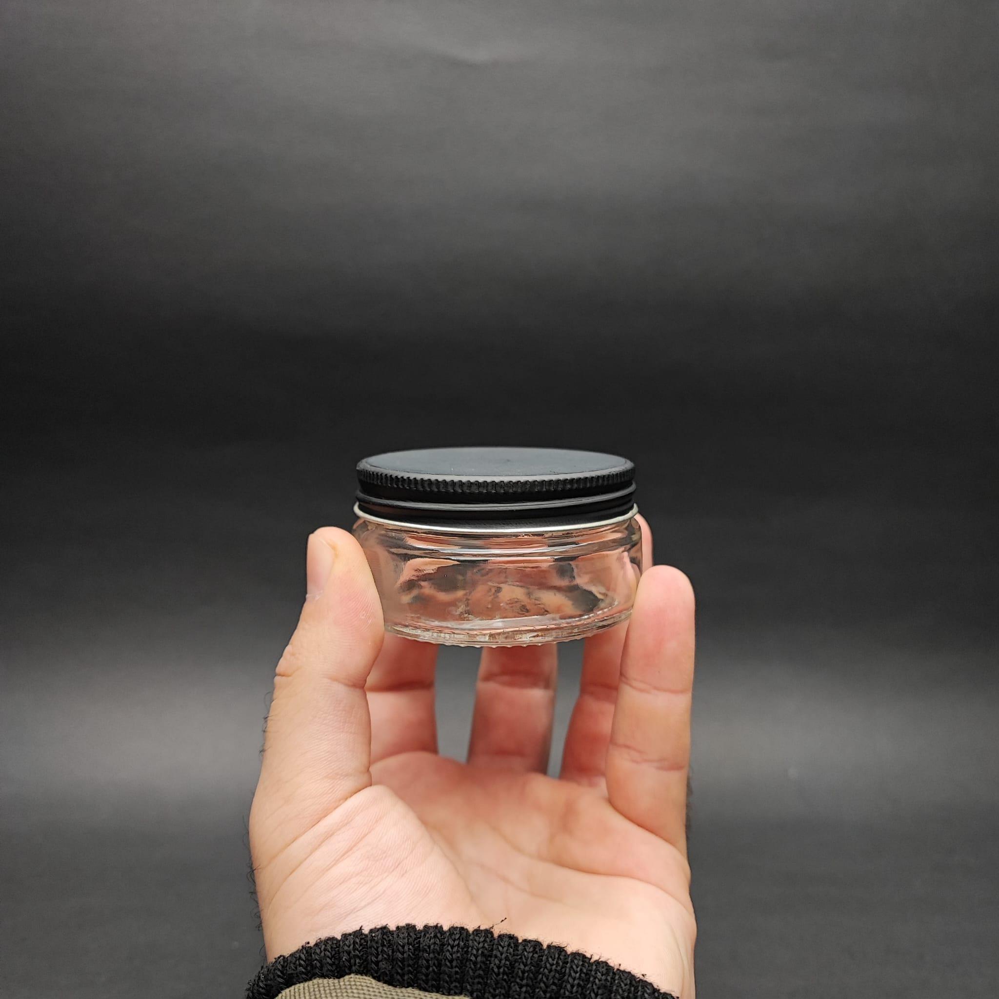 50 ML CAM KREM KAVANOZU + İÇ TIPA + MAT SİYAH METAL KAPAK - 50 CC PAŞABAHÇE KREM KAVANOZLARI