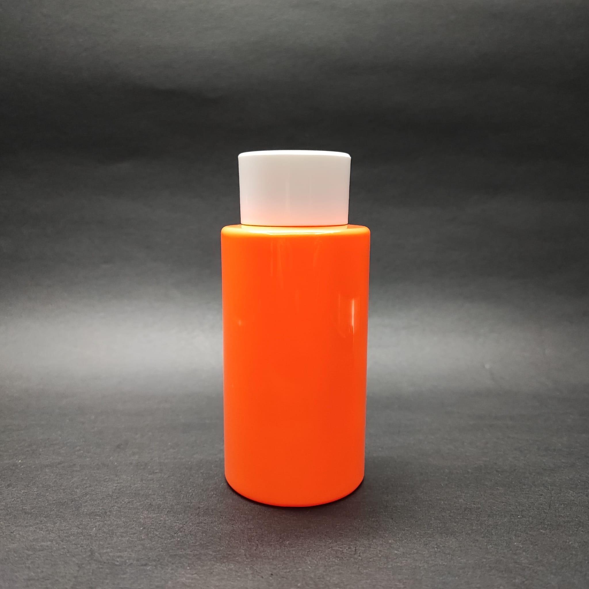 200 CC KÜT BOYUNLU SİLİNDİR PET ŞİŞE (24 GR) - BEYAZ KOLONYA LOSYON KAPAK + TIPA - 200 ML PLASTİK ŞİŞE - TURUNCU