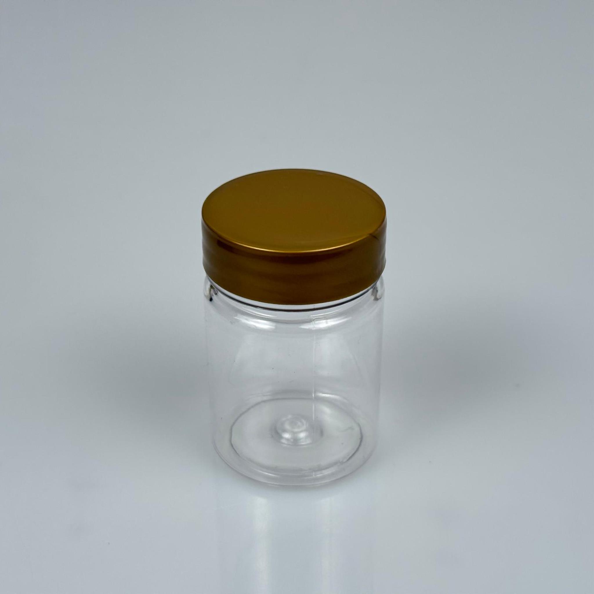 50 CC PET ŞİŞE GENİŞ AĞIZLI - GOLD KAPAKLI - 50 ML PLASTİK NUMUNE KAVANOZU, MİNİ TABLET KAVANOZU