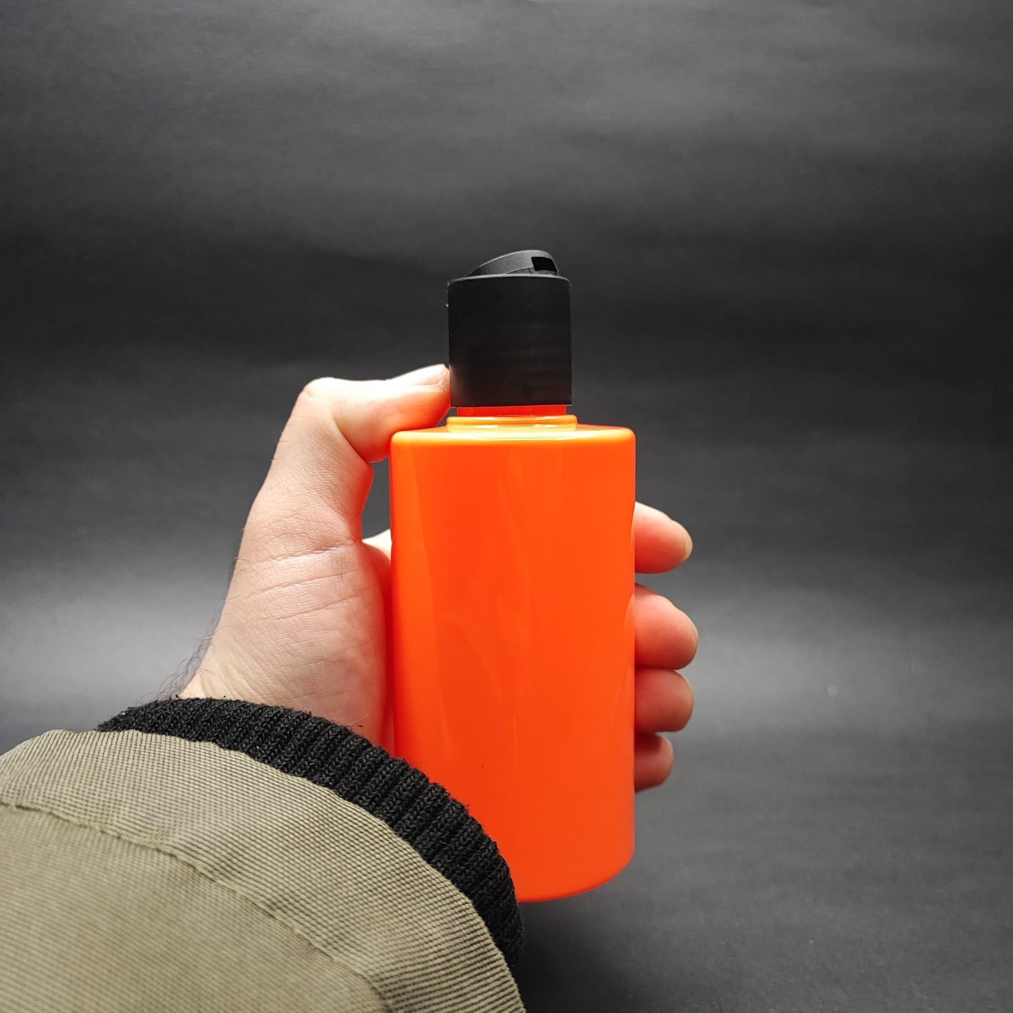 200 CC KÜT BOYUNLU SİLİNDİR PET ŞİŞE (24 GR) - SİYAH DİSKTOP ŞAMPUAN KAPAKLI - 200 ML PLASTİK ŞİŞE - TURUNCU