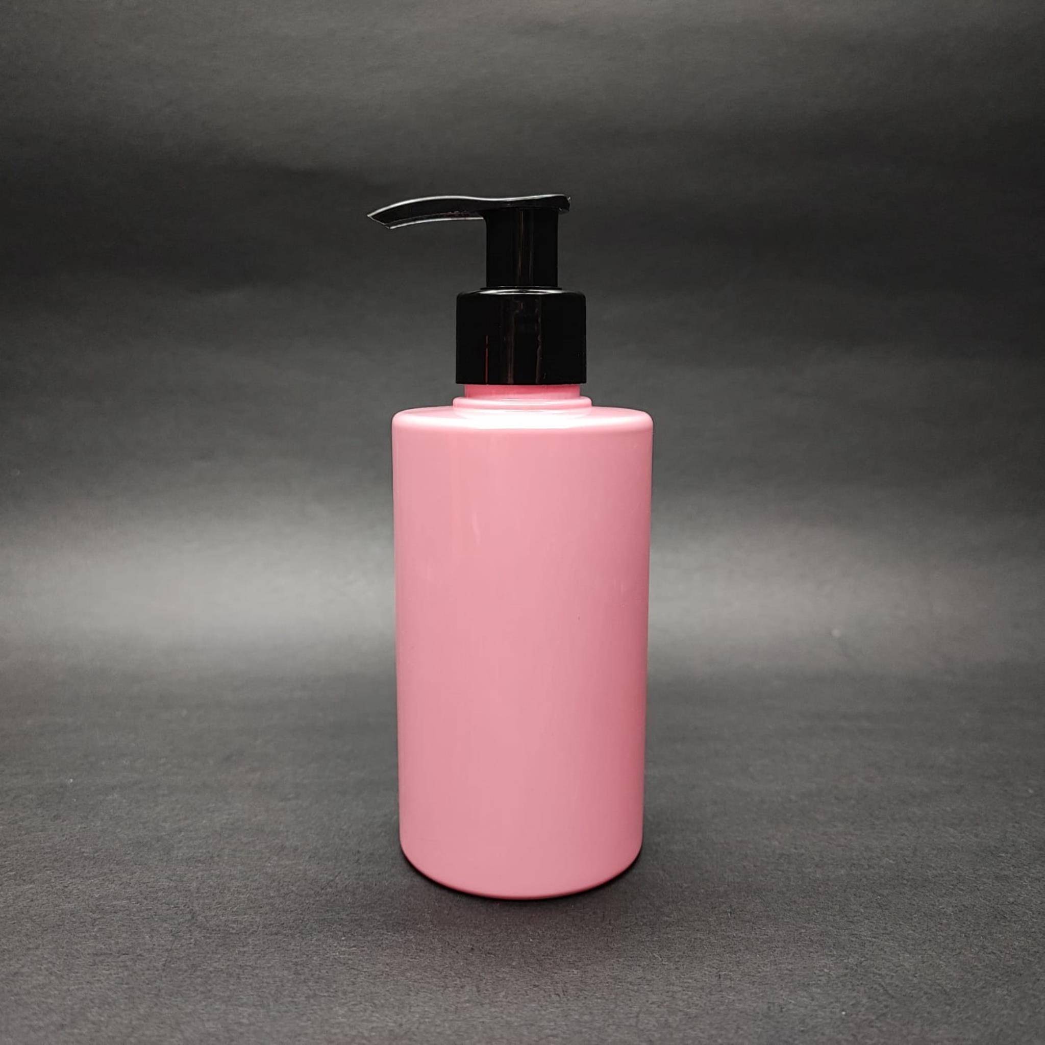 200 CC KÜT BOYUNLU SİLİNDİR PET ŞİŞE (24 GR) - SİYAH SIVI SABUN POMPALI - 200 ML PLASTİK ŞİŞE - PEMBE