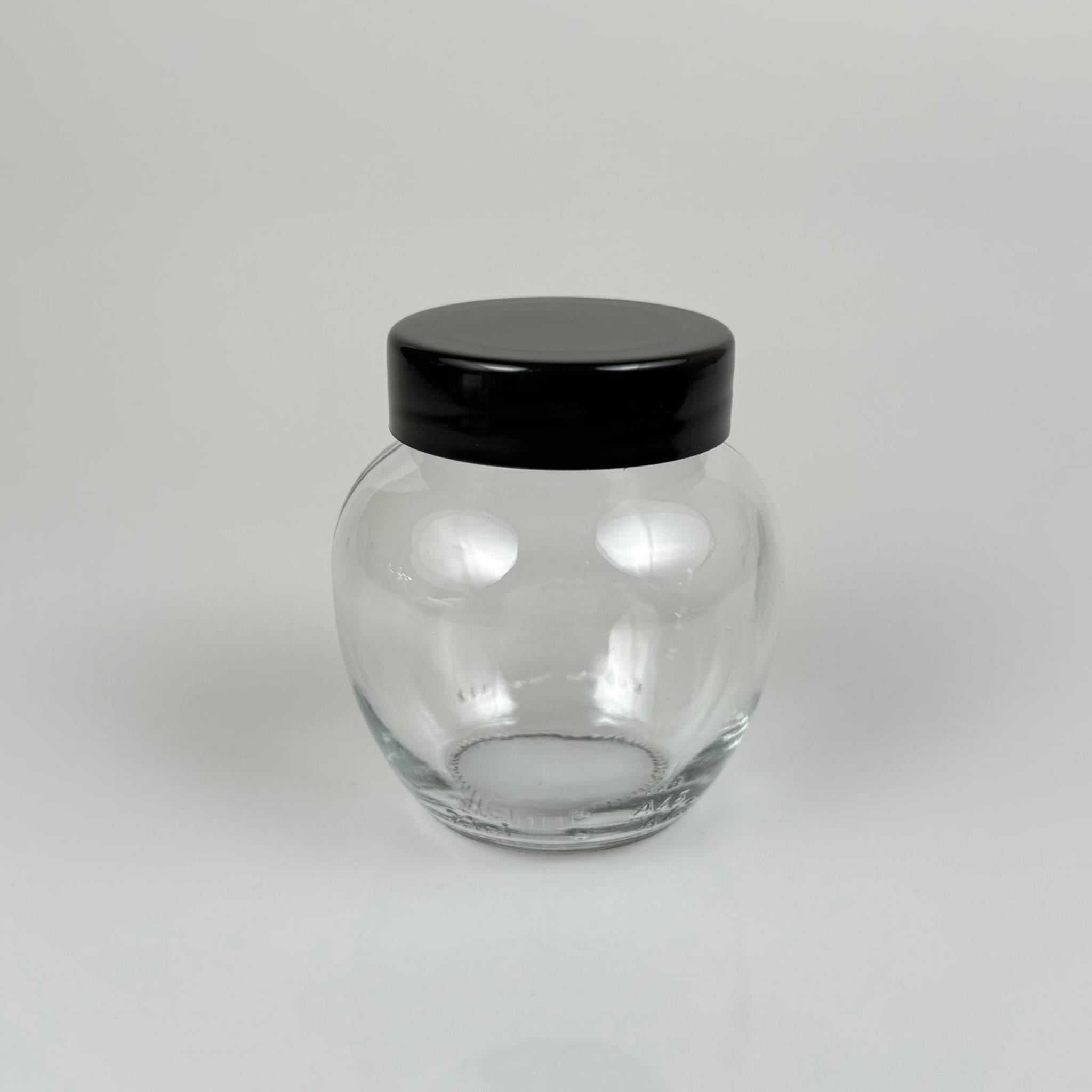 210 CC YUMURTA CAM KAVANOZ + SİYAH PLASTİK KAPAK - 210 ML PLASTİK KAPAKLI CAM KAVANOZ