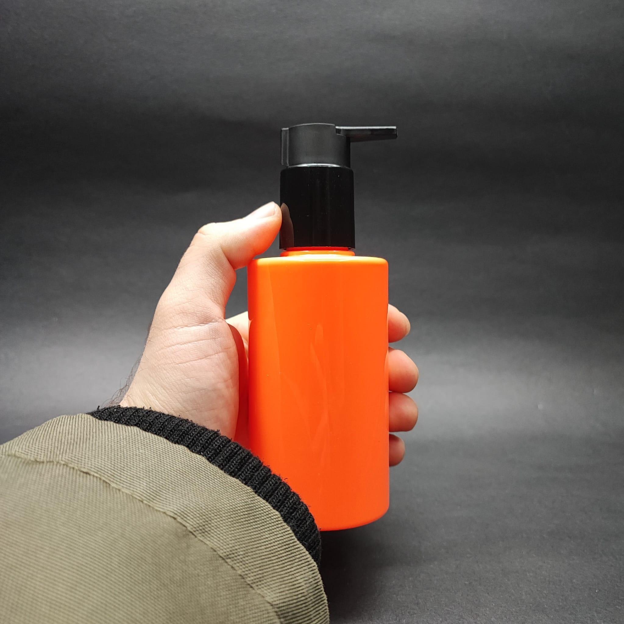 200 CC KÜT BOYUNLU SİLİNDİR PET ŞİŞE (24 GR) - SİYAH XAVIER LOSYON POMPALI - 200 ML PLASTİK ŞİŞE - TURUNCU