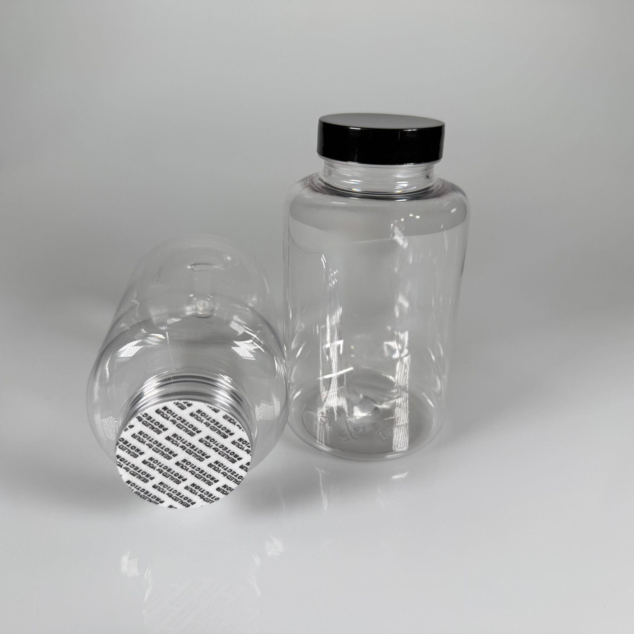 400 CC ŞEFFAF PET TABLET ŞİŞESİ - SİYAH KAPAKLI + KENDİNDEN YAPIŞKANLI KÖPÜK CONTALI - 400 ML KAPSÜL KUTUSU - İLAÇ ŞİŞESİ - MEDİKAL HAP ŞİŞESİ - FARMASÖTİK KAVANOZ