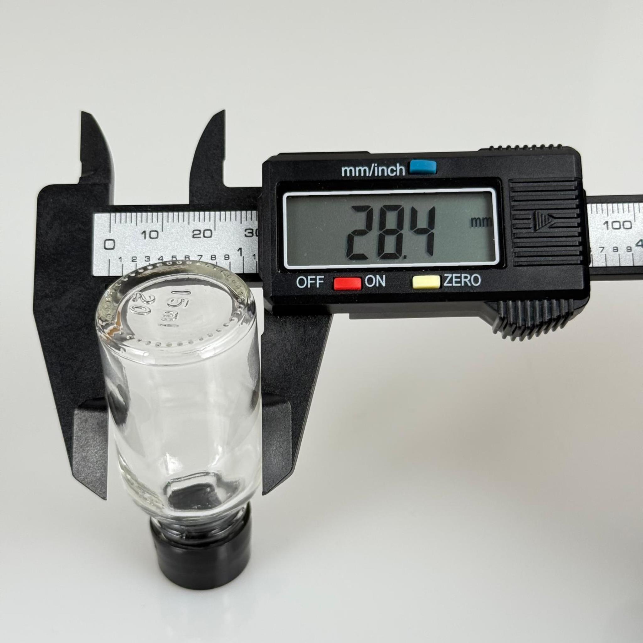 15 ML ŞEFFAF CAM ŞİŞE + CONTALI SİYAH KAPAK - 15 CC KAPAKLI CAM ŞİŞE