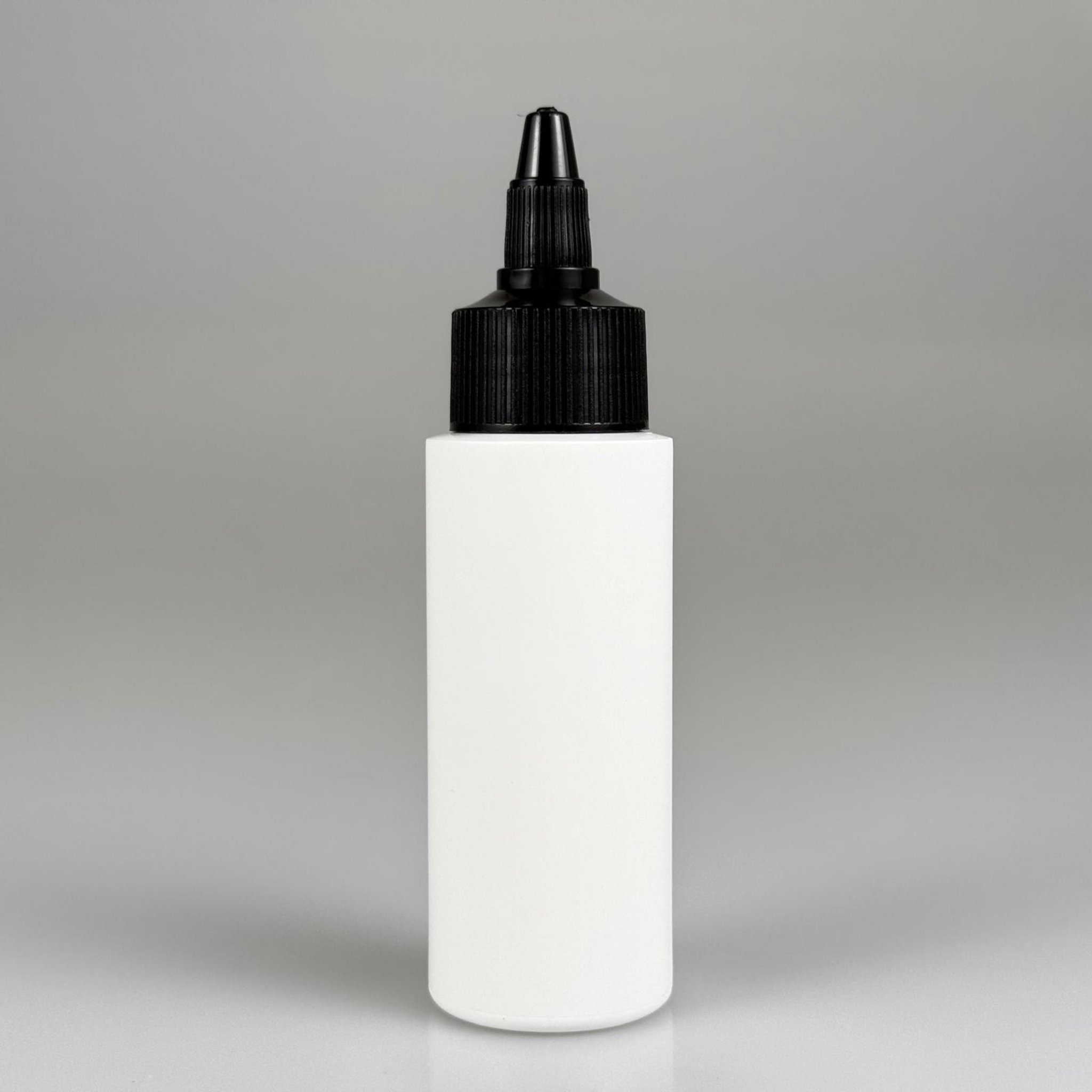 YAĞ, SOS, ACI SOS, SİRKE, SRIRACHA, MÜREKKEP, TUTKAL AKITICI VB BOŞ ŞİŞELERİ - SİYAH SİVRİ TWİST AKITICI KAPAK + 50 ML BEYAZ POLİETİLEN PLASTİK ŞİŞE TAKIM