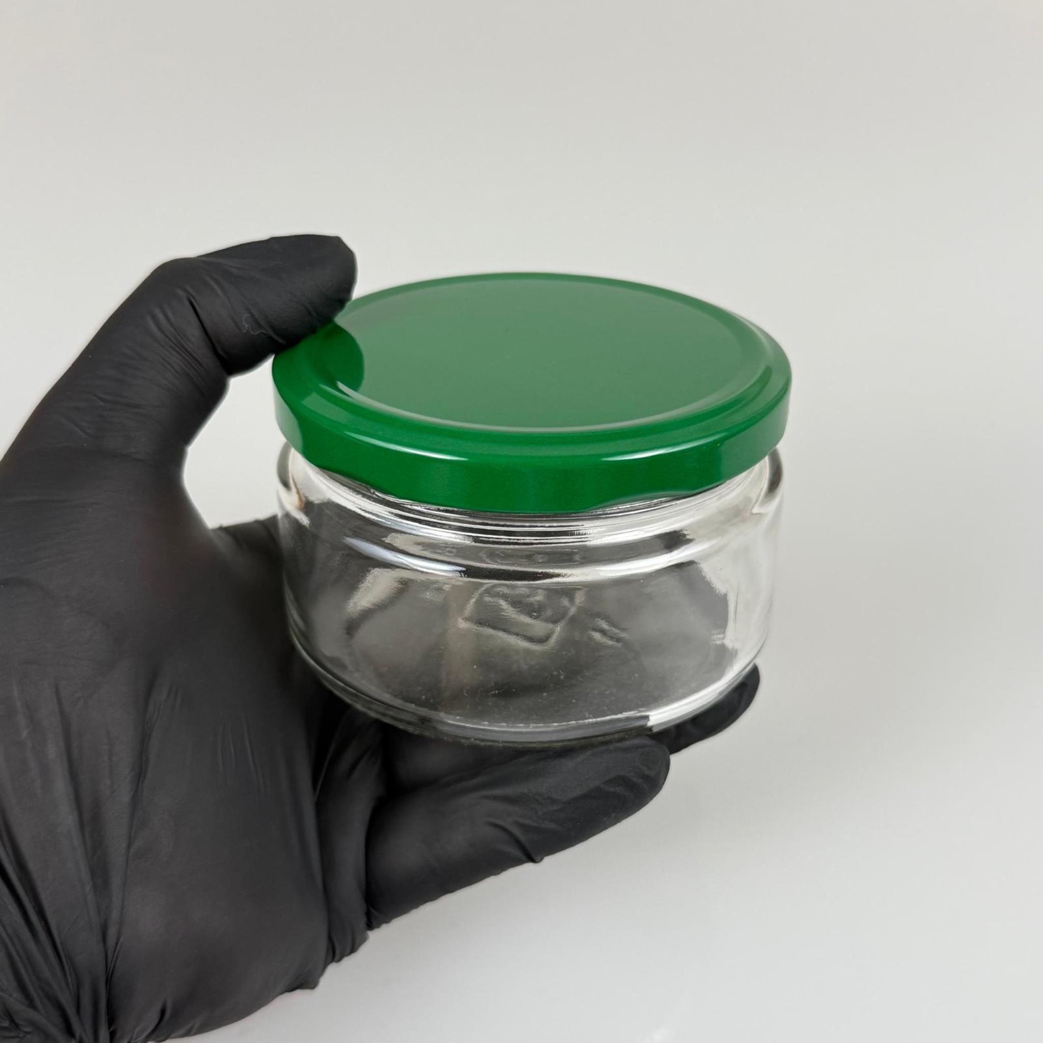230 CC CAM KAVANOZ - KOYU YEŞİL METAL KAPAKLI - 230 ML CAM KAVANOZ - GENİŞ MAGNOLİA KAVANOZU