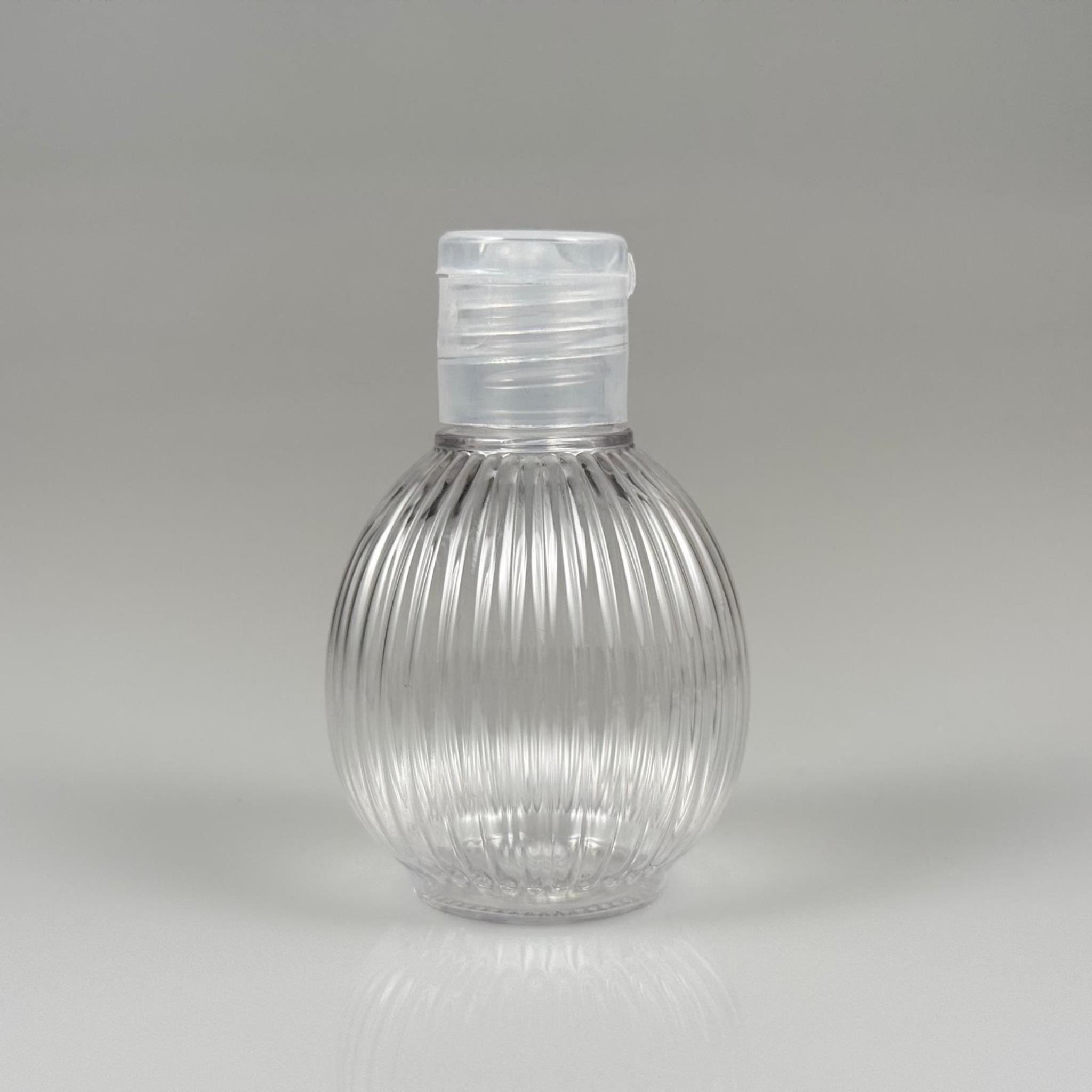 50 CC TOP ÇİZGİLİ DESENLİ 18 MM ŞEFFAF FLİPTOP KAPAKLI PET ŞİŞE - 50 ML TOP MODEL ÇİZGİLİ FLİPTOP KAPAKLI PLASTİK ŞİŞE