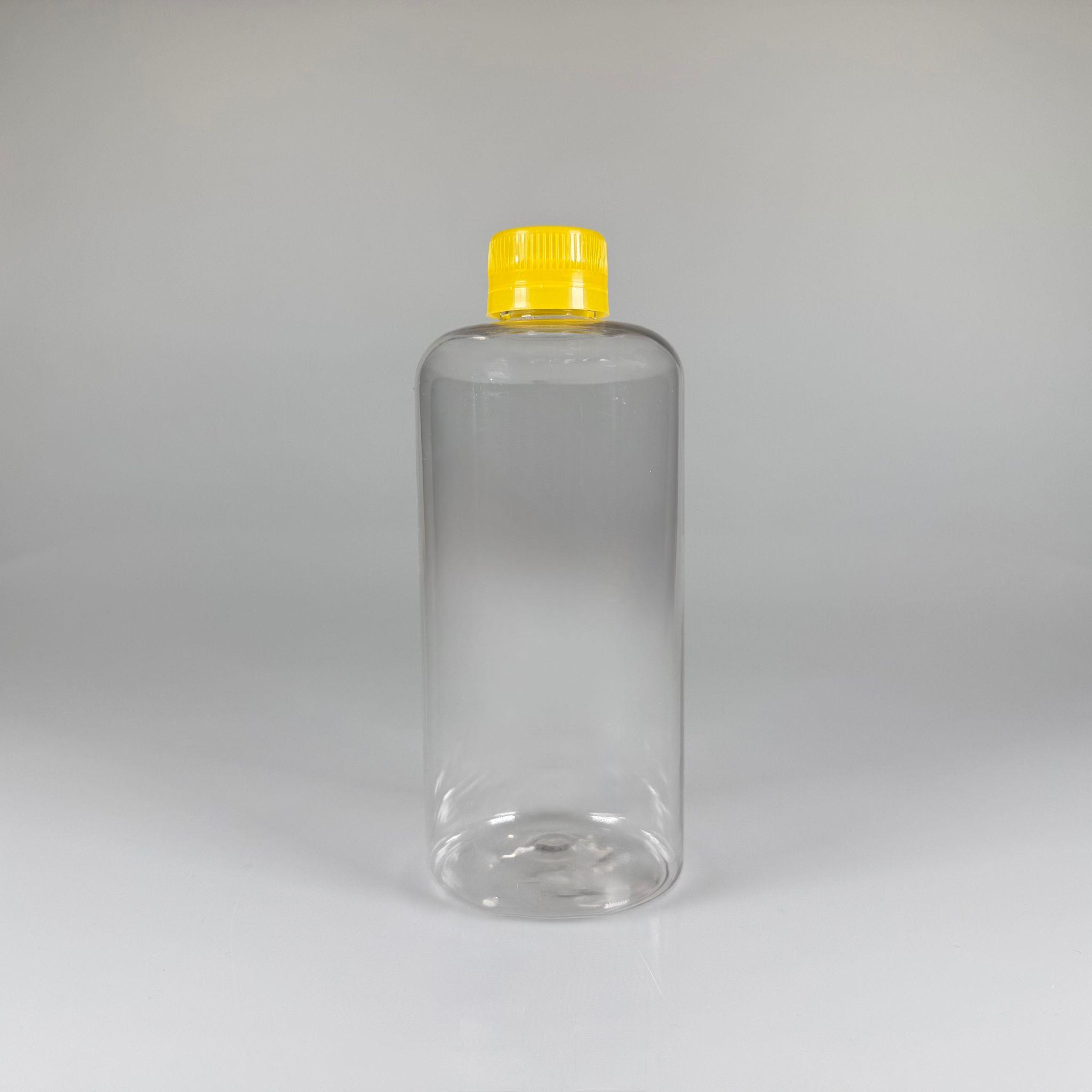 500 CC UZUN SİLİNDİR PET ŞİŞE KALIN (26 GR) - SARI KİLİTLİ KAPAKLI - 28 AĞIZ - 500 ML PET ŞİŞE