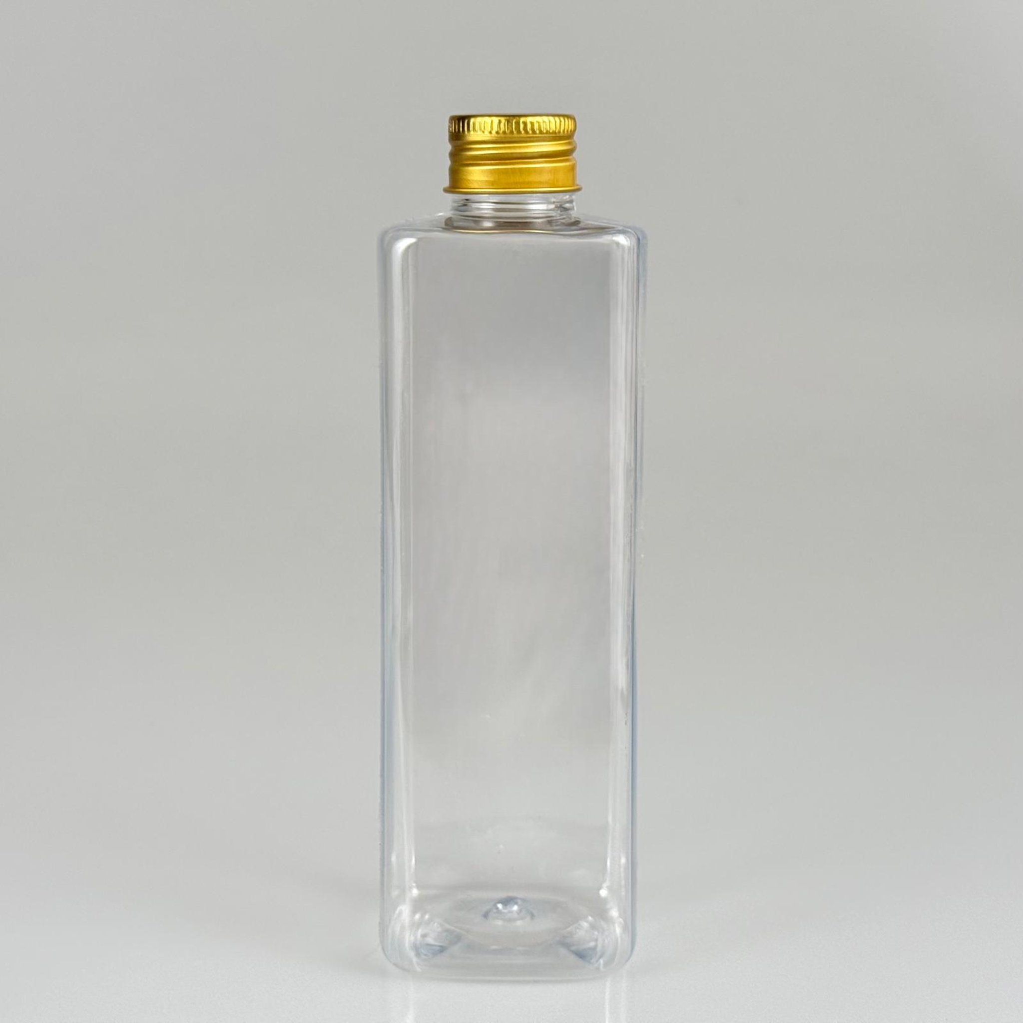 300 CC KARE PET ŞİŞE (31 GR - 24 AĞIZ) + KÖPÜK CONTALI GOLD METAL ALÜMİNYUM KAPAK TAKIM - 300 ML KAPAKLI PLASTİK ŞİŞELER