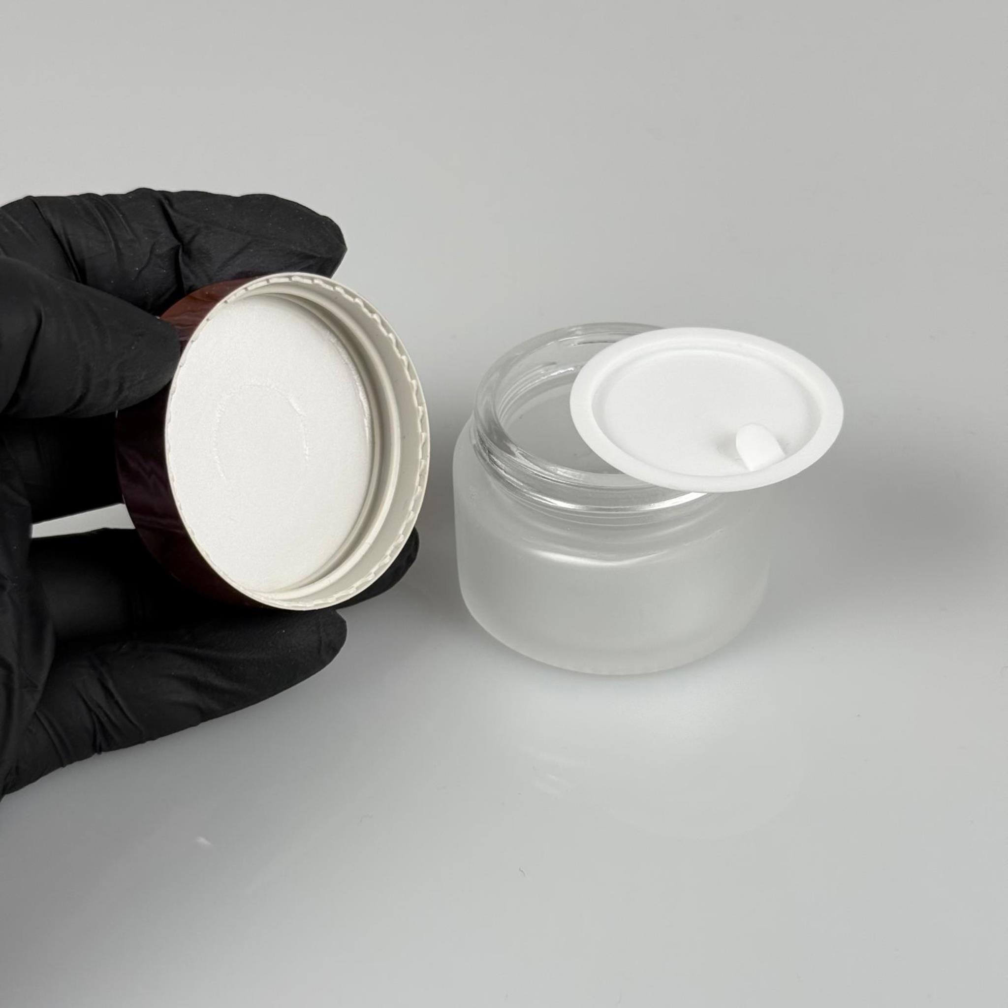 30 CC BUZLU CAM KREM KAVANOZU + ROSE KAPAK + İÇ TIPA - 30 ML Kozmetik ve Bakım Ürünleri İçin Cam Kavanozları
