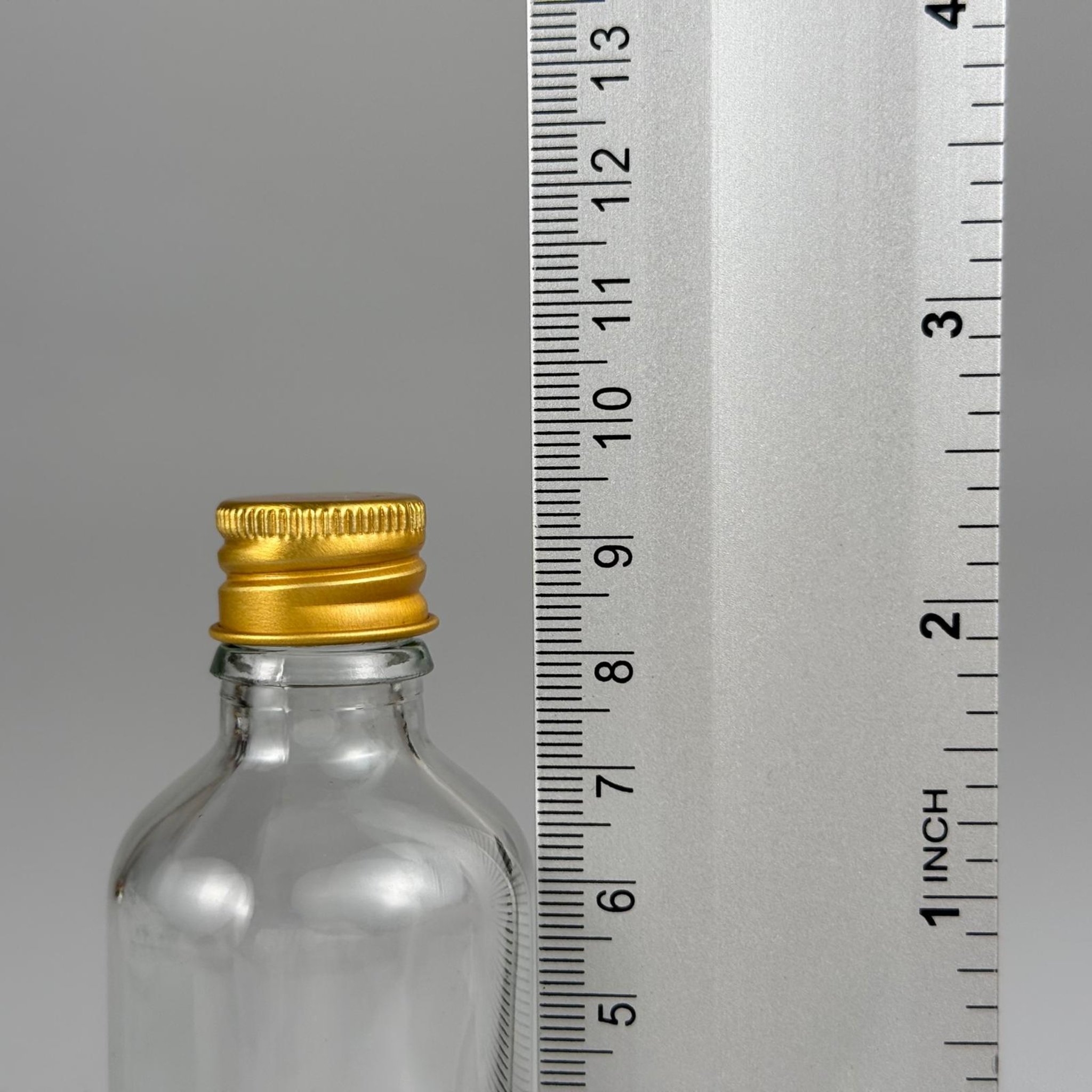 50 CC ŞEFFAF CAM ŞİŞE + KÖPÜK CONTALI GOLD ALÜMİNYUM METAL KAPAKLI + KÖR TIPALI TAKIM - 50 ML ŞEFFAF CAM ŞİŞE