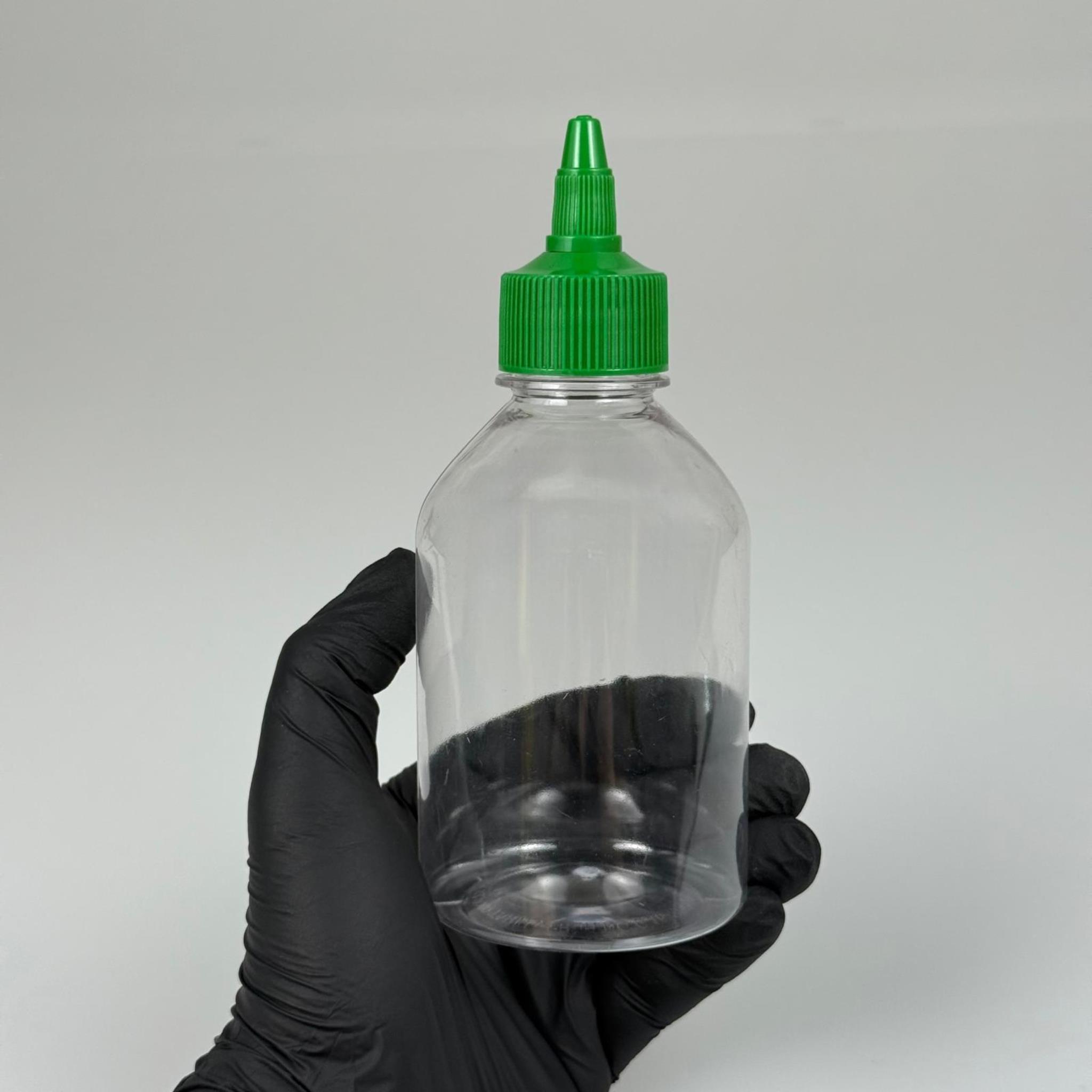 ZEYTİNYAĞI, SOS, ACI SOS, SİRKE, SRIRACHA VB BOŞ ŞİŞELERİ - YEŞİL SİVRİ TWİST AKITICI KAPAK + 250 ML TOMBUL ŞEFFAF PET PLASTİK ŞİŞE TAKIM