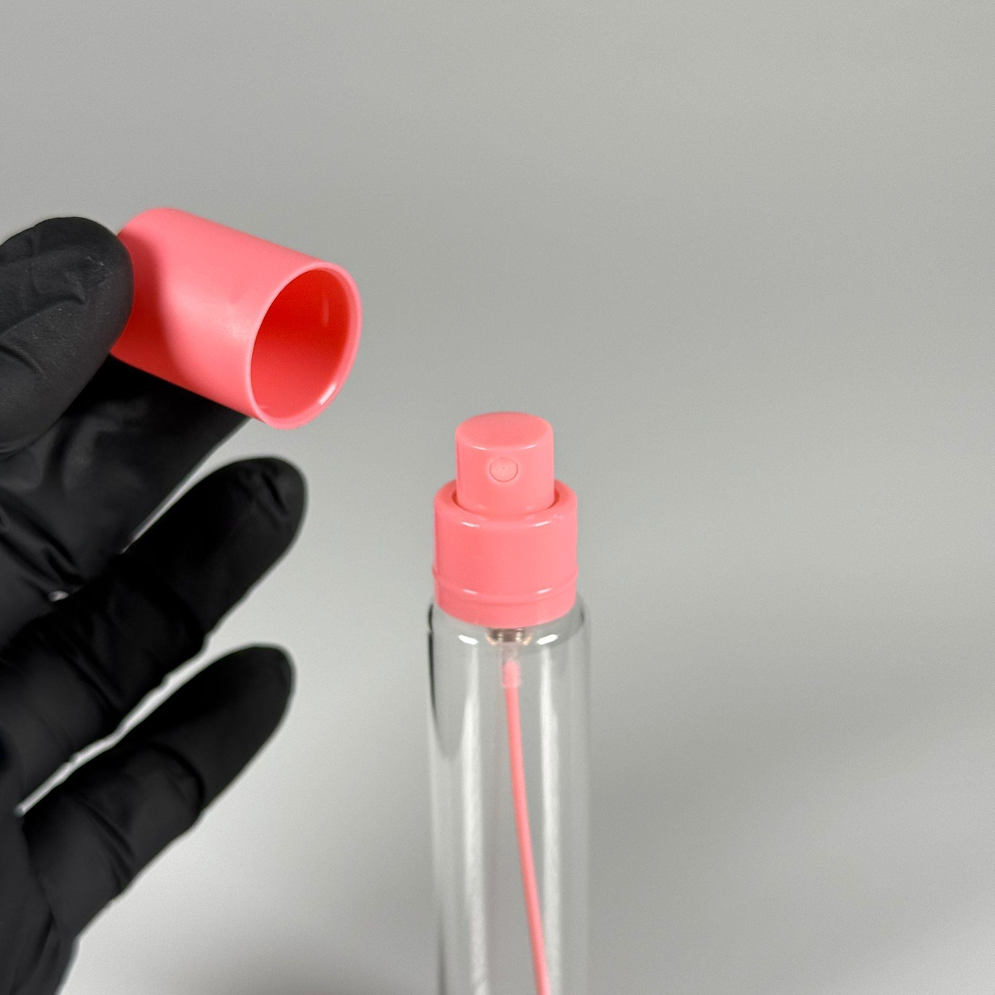 PARFÜM ŞİŞESİ 25 ML - 25 CC PARFÜM AMBALAJI VALFLİ (GEÇME AĞIZ) CAM KALEM PARFÜM İÇİN ŞİŞELERİ - PEMBE SPREY + KAPAKLI SET TAKIM