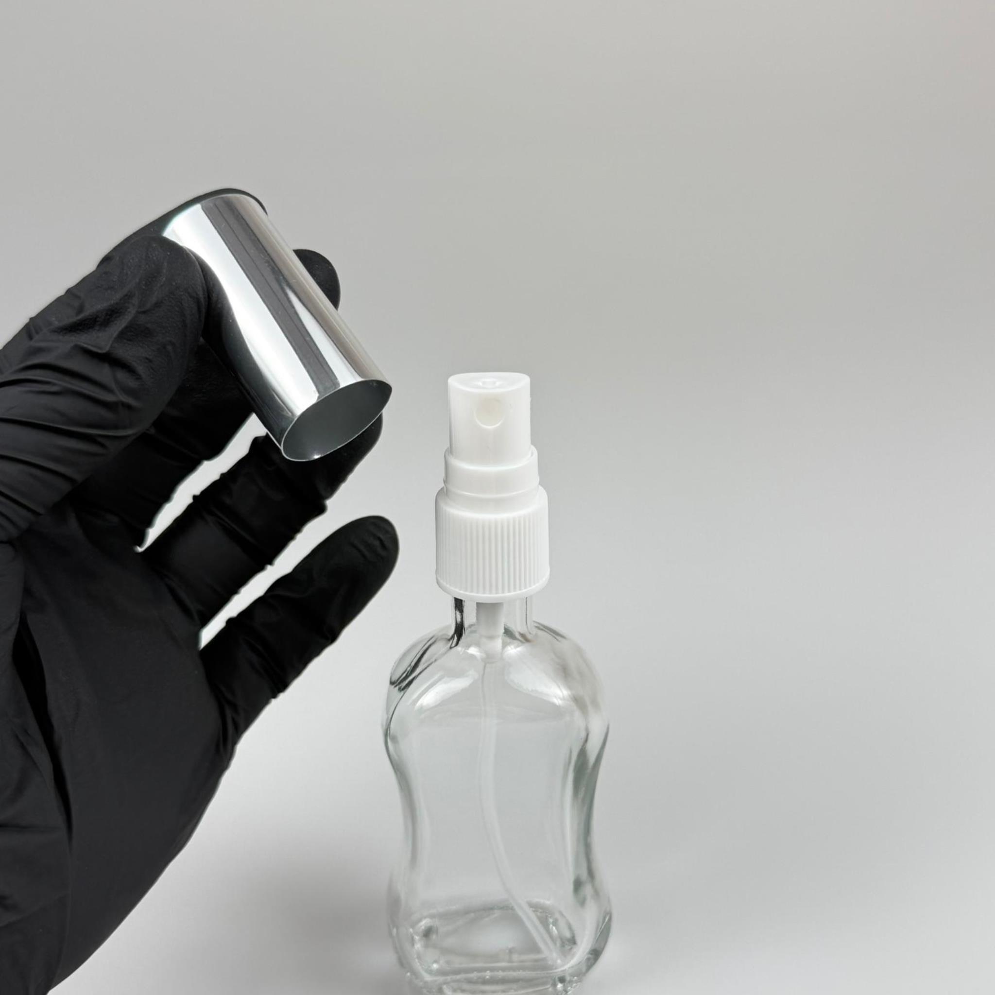 50 CC BOĞAZLI İNCE BELLİ CAM ŞİŞE - VİDALI GÜMÜŞ SPREYLİ PARFÜM KOLONYA ŞİŞESİ TAKIM - 50 ML PRESTİJLİ ŞİŞE