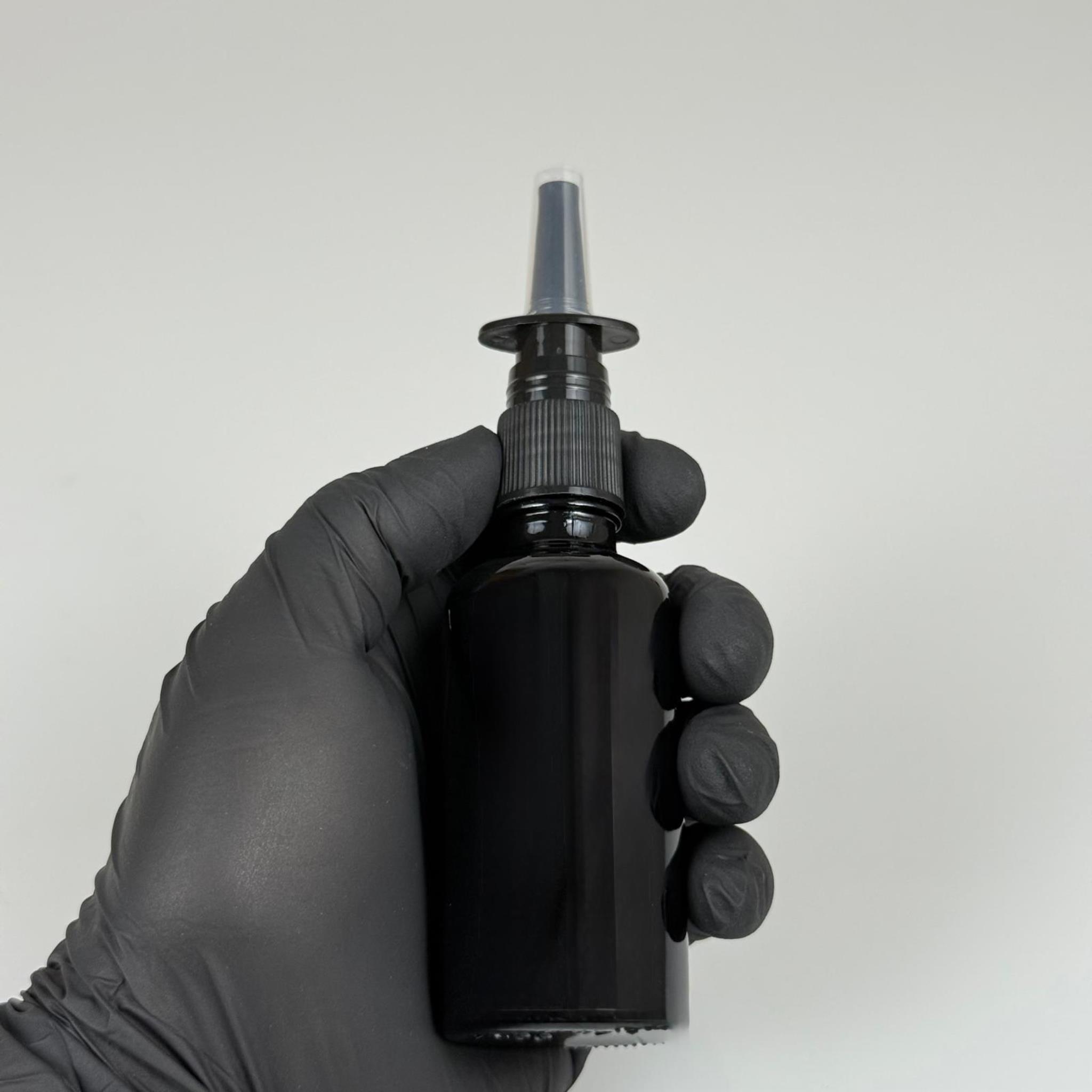 50 CC SİYAH CAM ŞİŞE - SİYAH NAZAL BURUN SPREYLİ TAKIM - 50 ML BURUN SPREYLİ CAM ŞİŞE