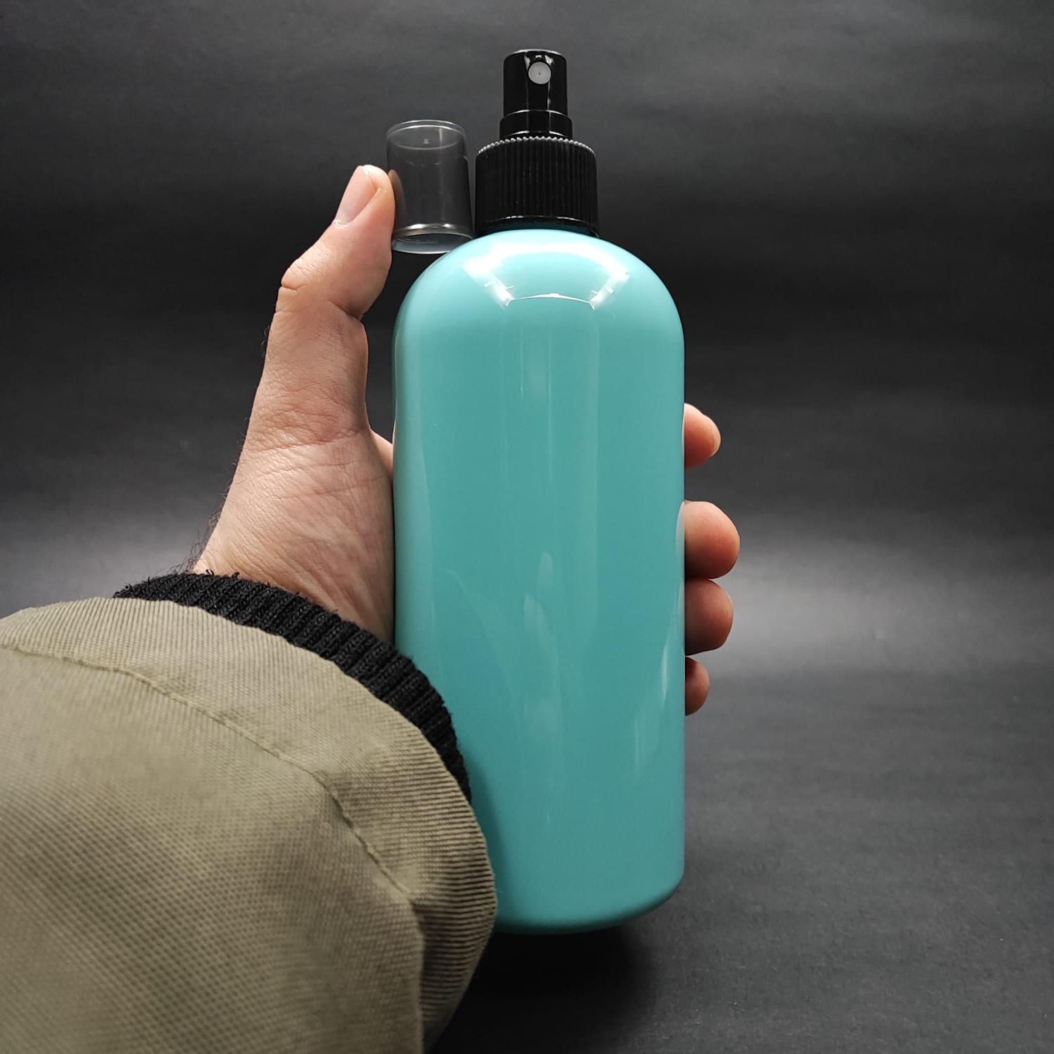 400 CC OVAL BOYUNLU SİLİNDİR PET ŞİŞE (30 GR) - SİYAH SPREYLİ - 400 ML PLASTİK ŞİŞE - TURKUAZ
