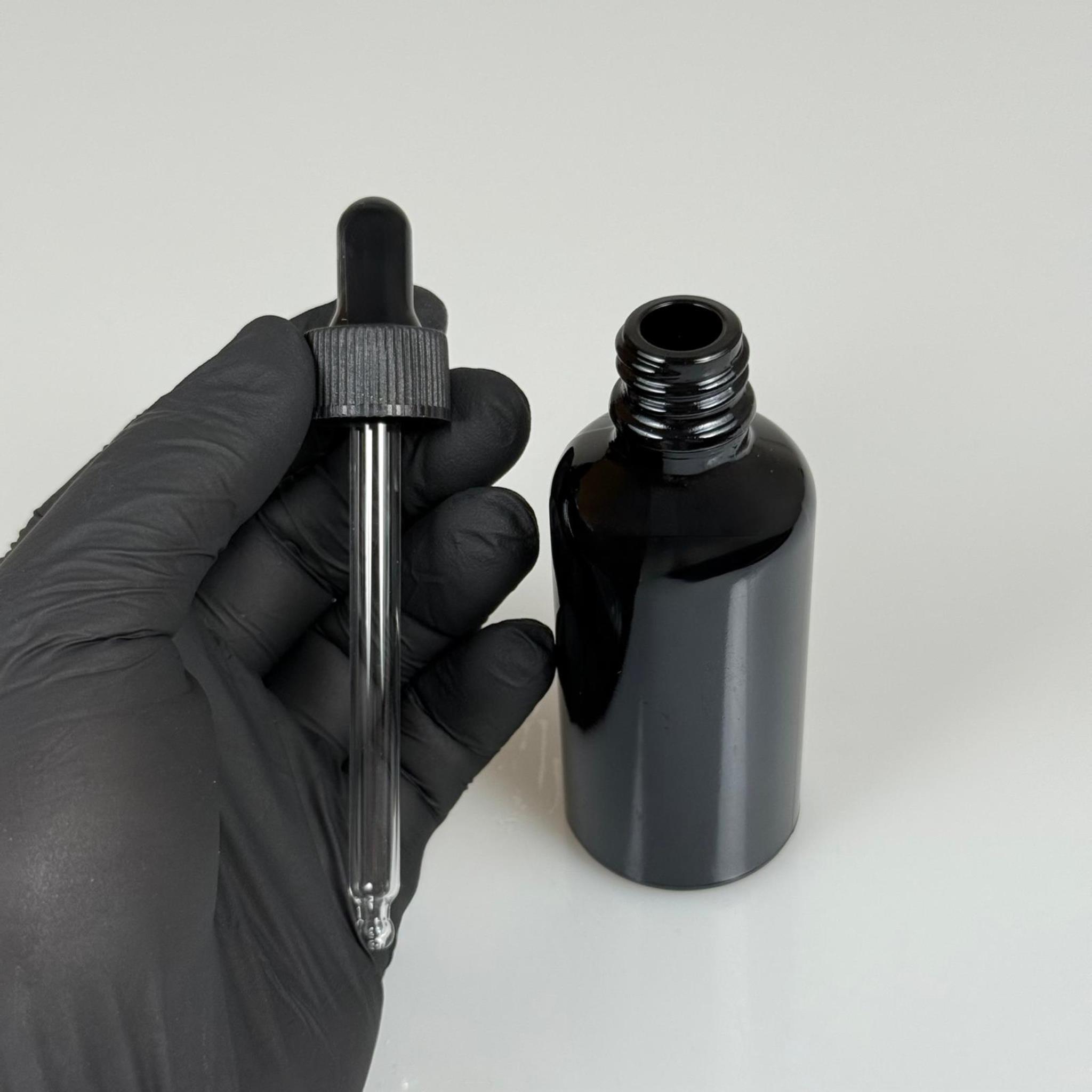 50 CC SİYAH CAM DAMLALIKLI ŞİŞE - SİYAH EMZİK - SİYAH PLASTİK KAPAK - 50 ML SİYAH CAM DAMLALIKLI ŞİŞE