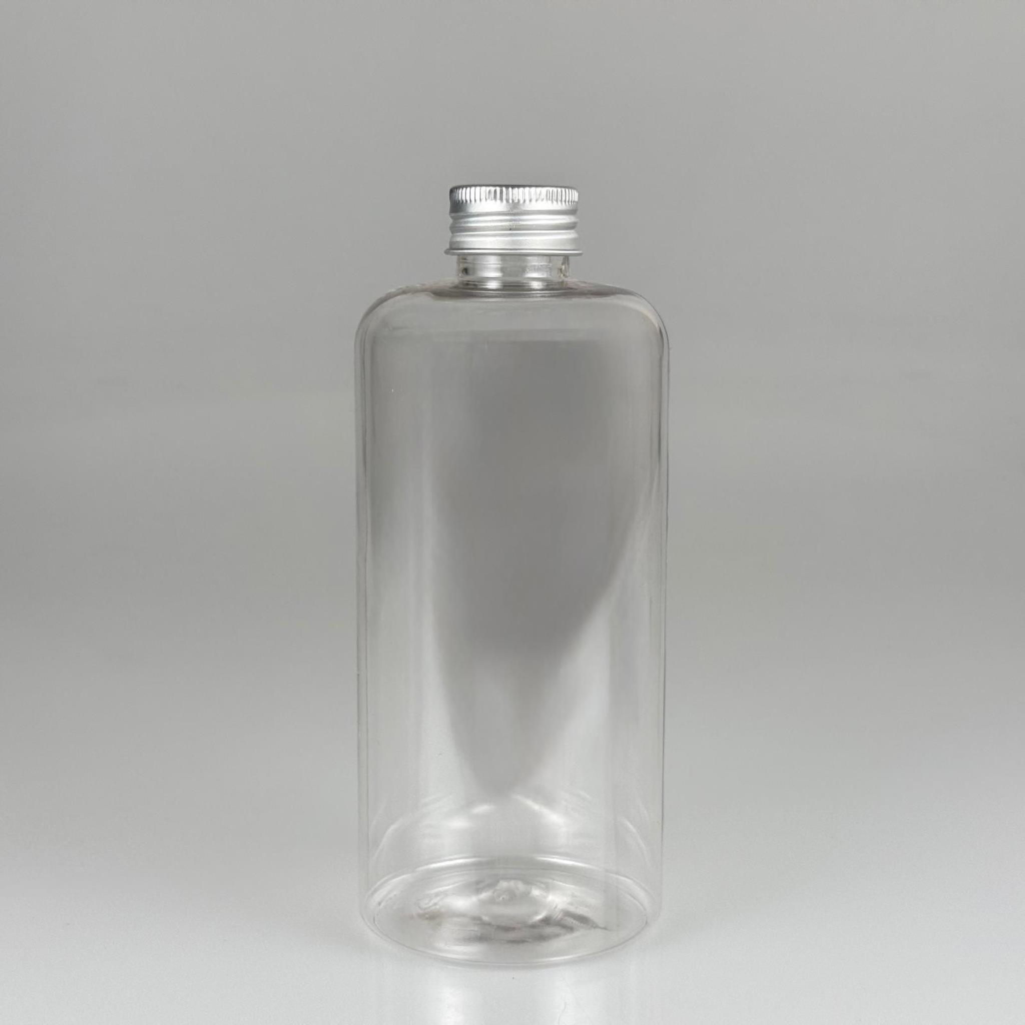 500 CC ŞEFFAF UZUN SİLİNDİR PET ŞİŞE KALIN (26 GR) - GÜMÜŞ METAL ALÜMİNYUM KAPAKLI - 28 AĞIZ - 500 ML PET ŞİŞE