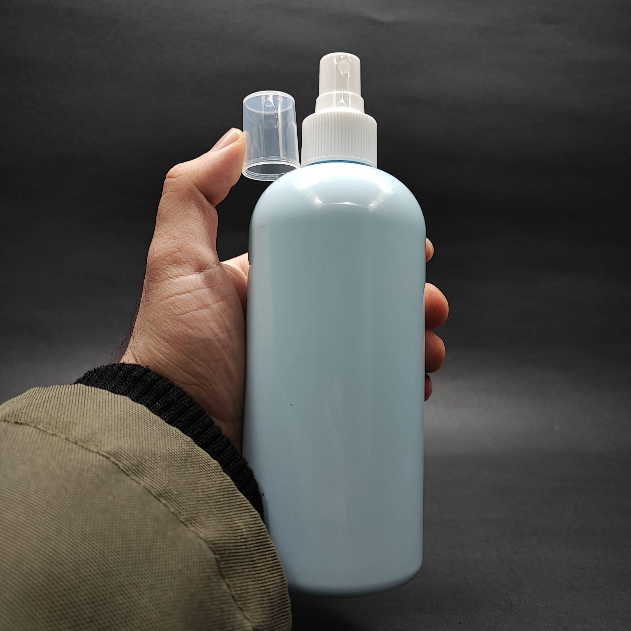 400 CC OVAL BOYUNLU SİLİNDİR PET ŞİŞE (30 GR) - BEYAZ SPREYLİ - 400 ML PLASTİK ŞİŞE - BEBEK MAVİSİ