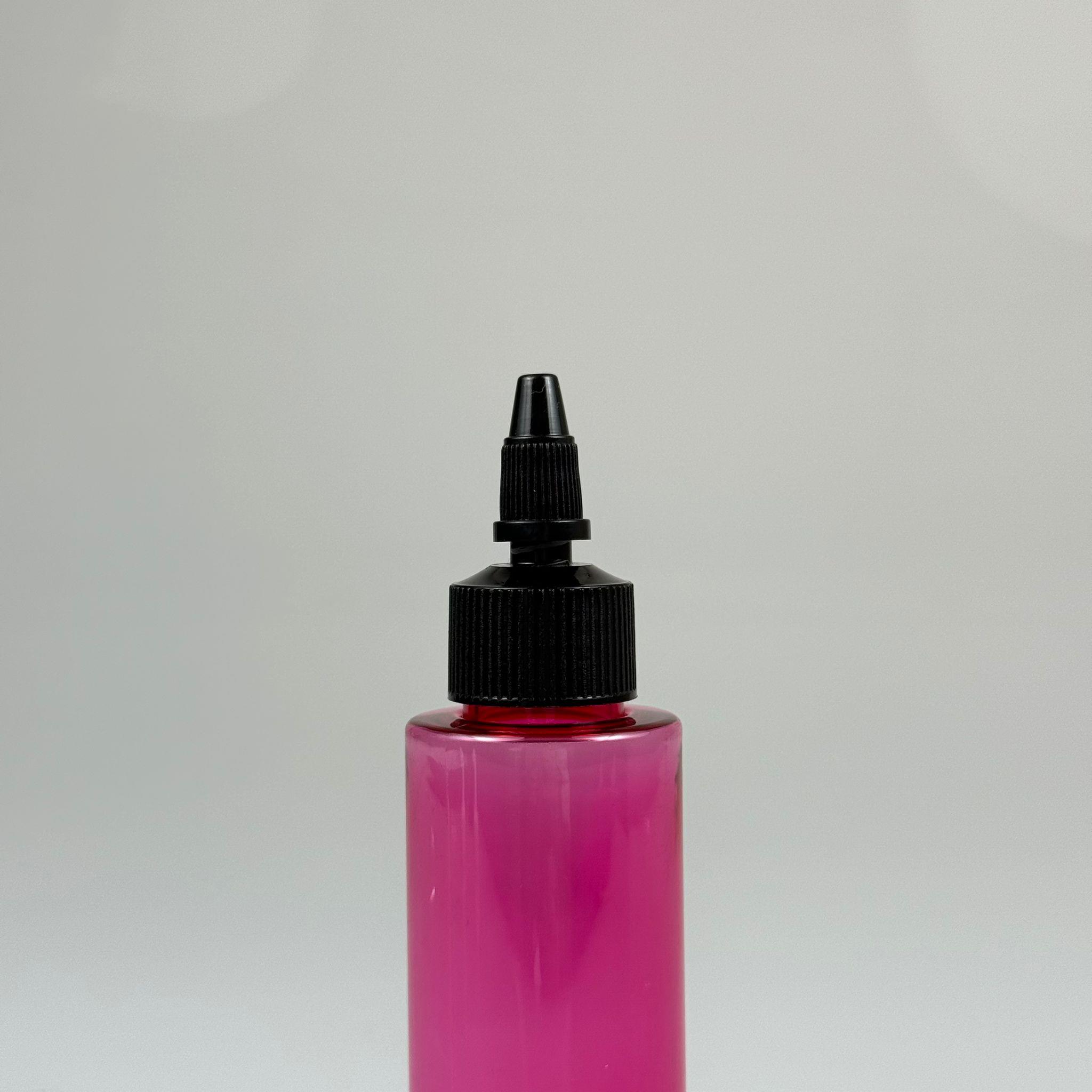 YAĞ, SOS, ACI SOS, SİRKE, SRIRACHA, MÜREKKEP, TUTKAL AKITICI VB BOŞ ŞİŞELERİ - SİYAH SİVRİ TWİST AKITICI KAPAK + 100 ML KÜT PEMBE SERT PET PLASTİK ŞİŞE TAKIM