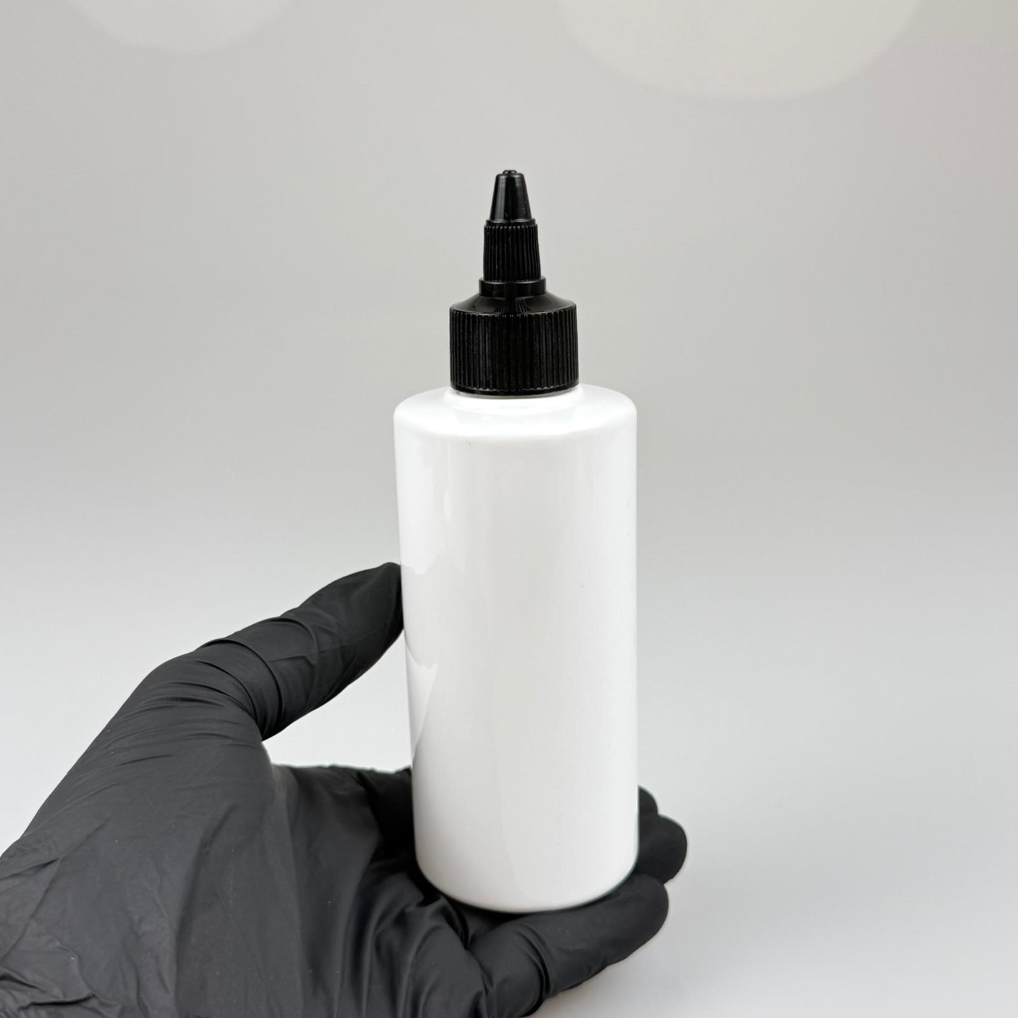 YAĞ, SOS, ACI SOS, SİRKE, SRIRACHA, MÜREKKEP, TUTKAL AKITICI VB BOŞ ŞİŞELERİ - SİYAH SİVRİ TWİST AKITICI KAPAK + 200 ML BEYAZ KÜT PET PLASTİK ŞİŞE TAKIM