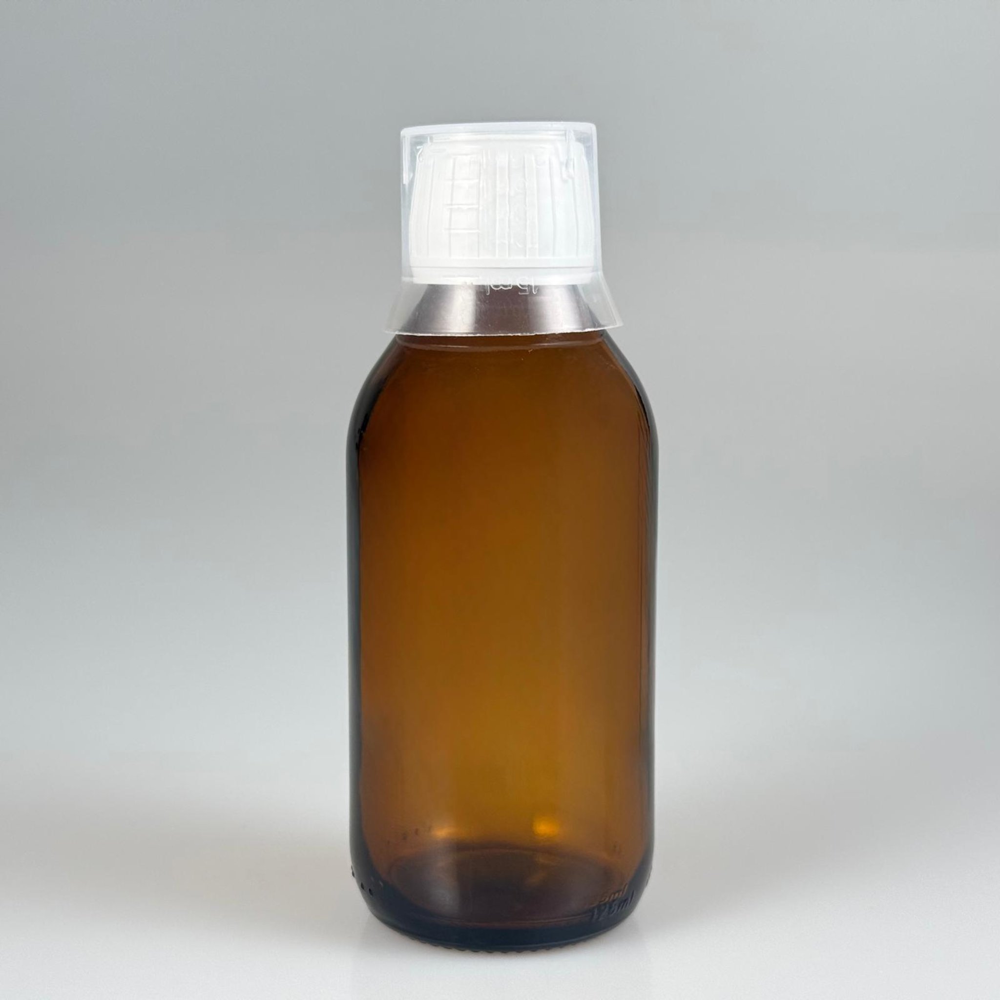 125 CC AMBER CAM ŞİŞE + BEYAZ KİLİTLİ KAPAKLI + 15 ML ÖLÇEK TAKIM - 125 ML KAHVERENGİ BOŞ ŞURUP ŞİŞESİ (AĞIZ ÇAPI 25 MM)