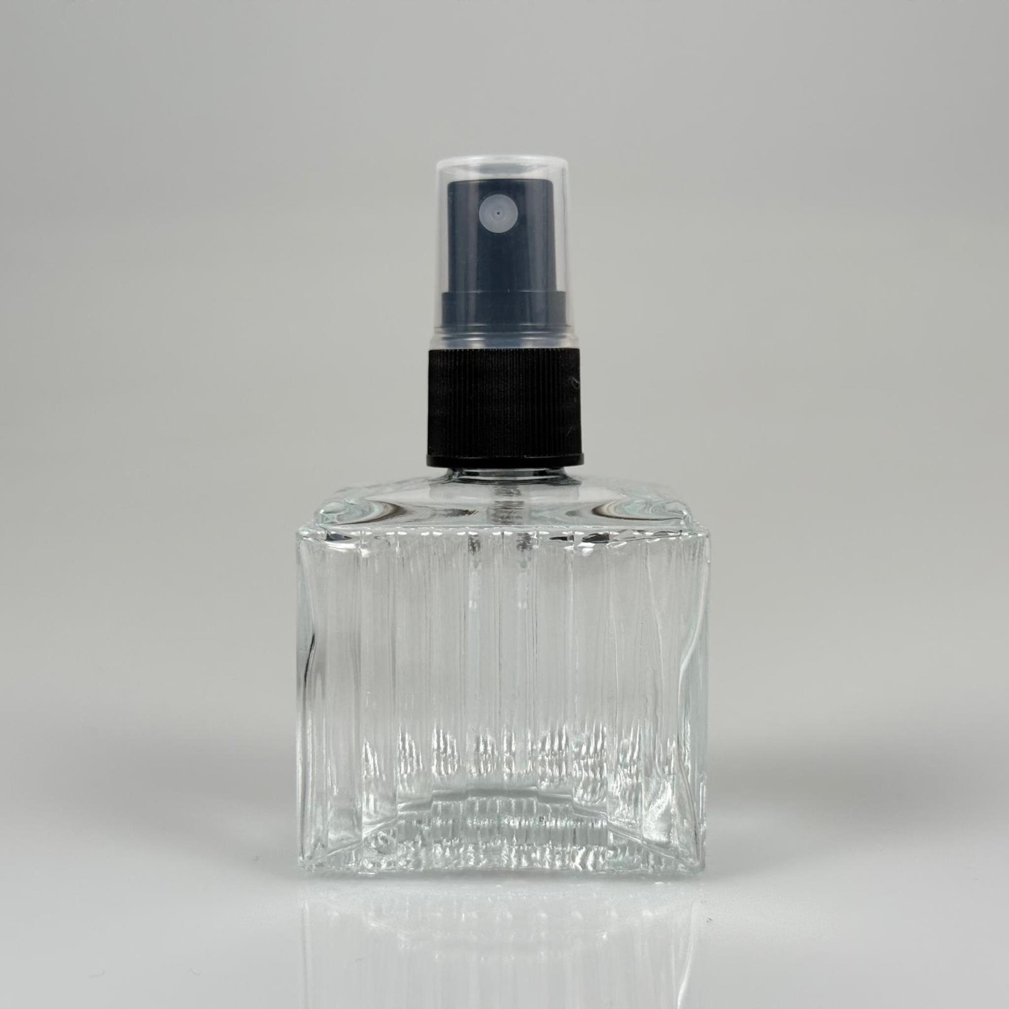 50 CC KÖŞELİ DESENLİ ÇİZGİLİ CAM ŞİŞE - SİYAH SPREYLİ TAKIM - 50 ML PRESTİJLİ ŞİŞE