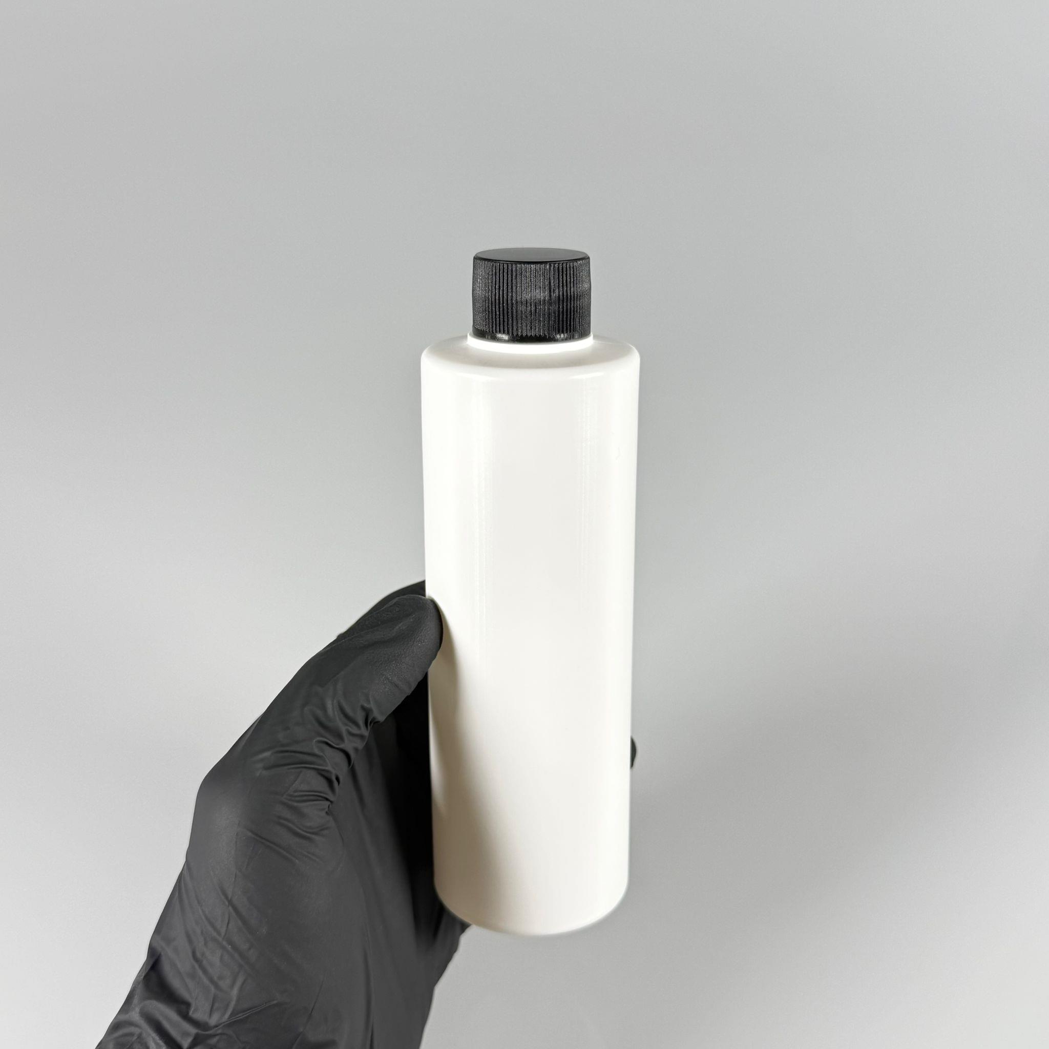 200 CC (SİLME 250 CC) BEYAZ SİLİNDİR MODEL MAT SERT PLASTİK ŞİŞE - SİYAH KAPAKLI - 200 ML BEYAZ POLİETİLEN ŞİŞE