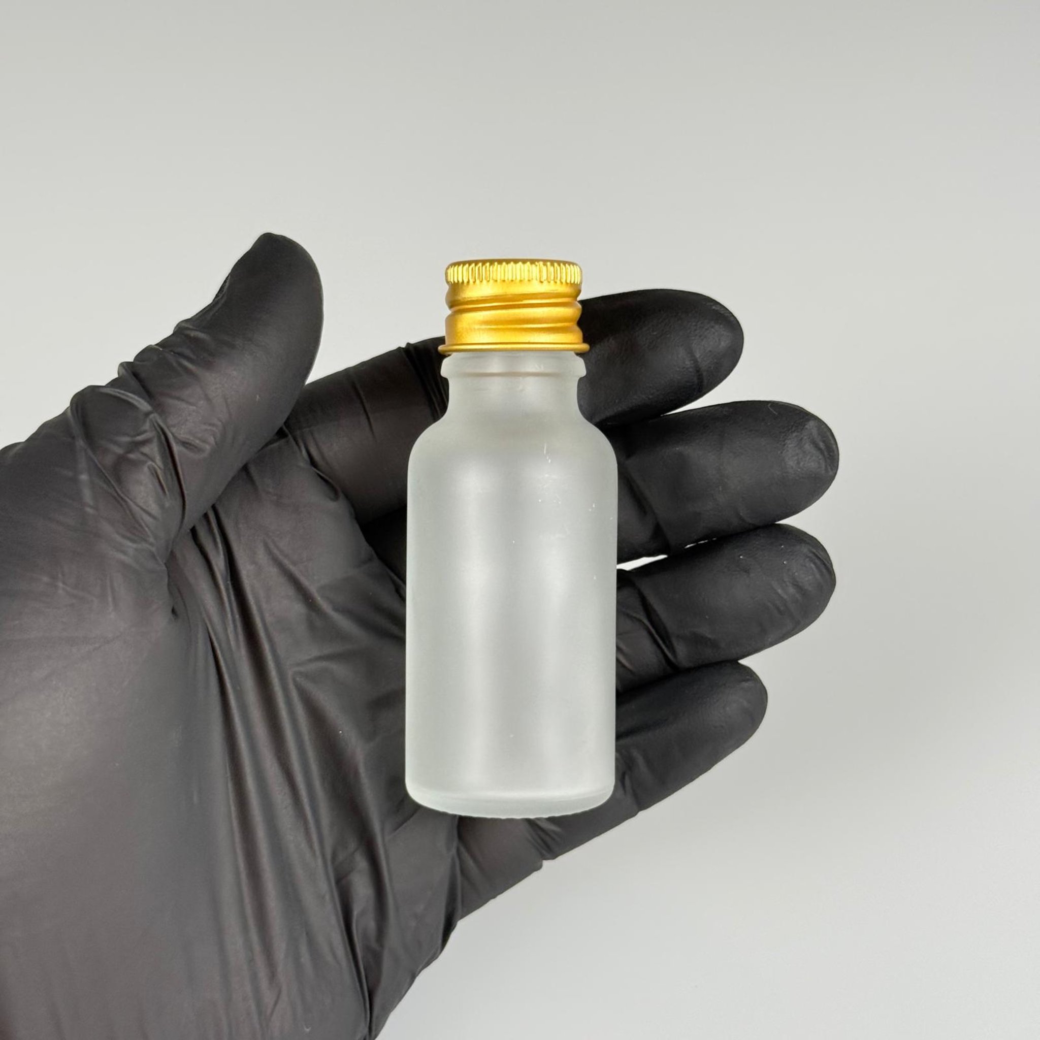 20 CC BUZLU CAM ŞİŞE + KÖPÜK CONTALI GOLD ALÜMİNYUM METAL KAPAKLI + KOOLONYA TIPALI TAKIM - 20 ML BUZLU CAM ŞİŞE