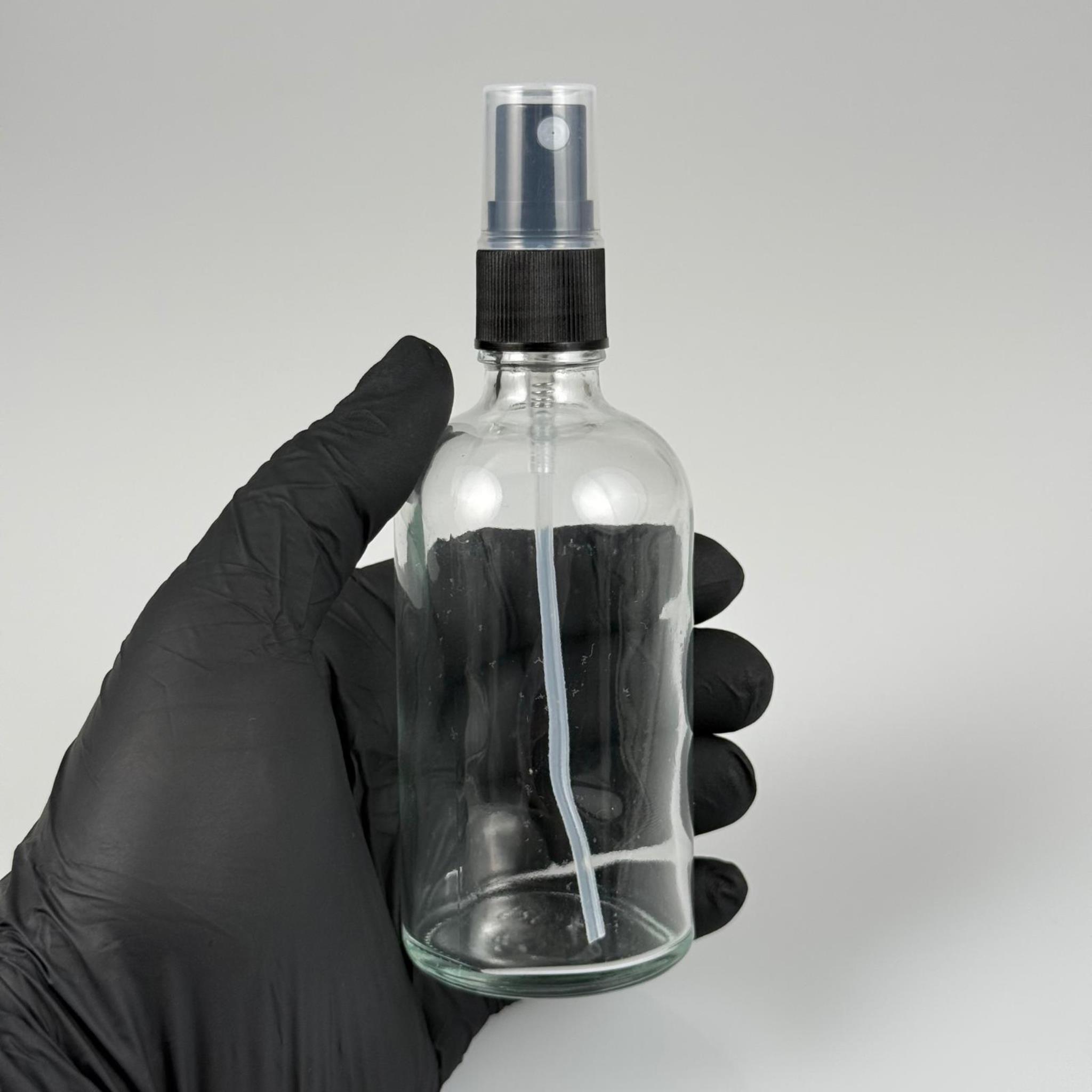 100 CC ŞEFFAF CAM ŞİŞE SİYAH SPREYLİ TAKIM - 100 ML SPREYLİ CAM ŞİŞE