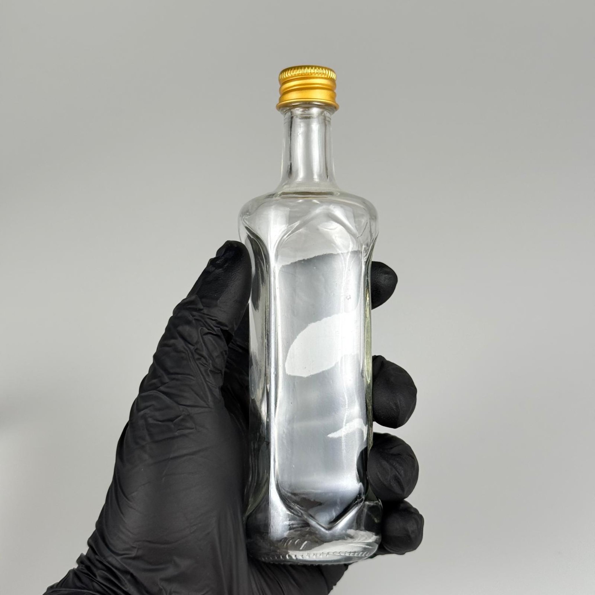 100 CC ŞEFFAF CAM DORİKA  ŞİŞE + GOLD ALÜMİNYUM METAL KAPAKLI TAKIM - 100 ML SOS ŞİŞESİ