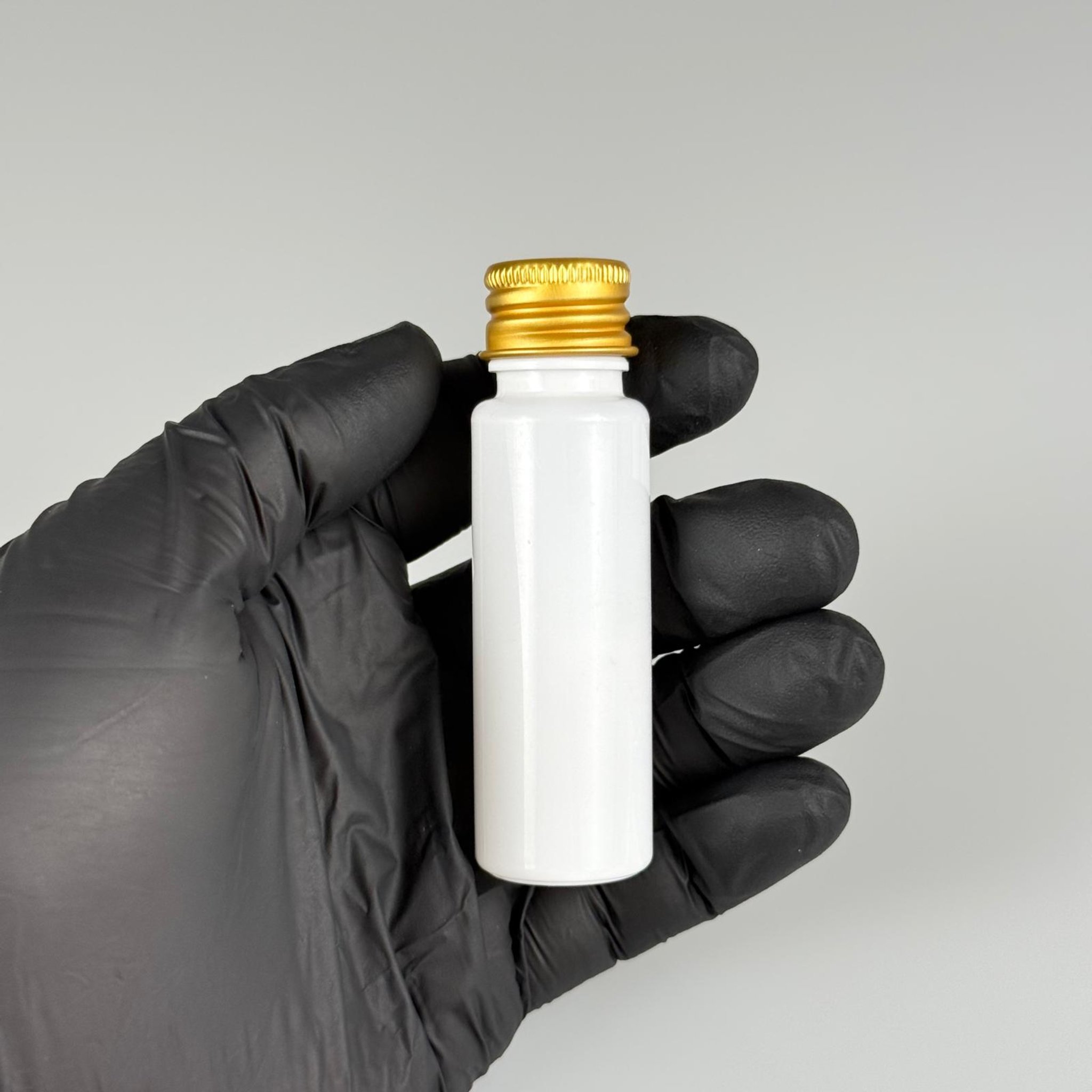 20 CC BEYAZ PET SHOT ŞİŞE - KÖPÜK CONTALI GOLD ALÜMİNYUM METAL KAPAKLI + DAMLALIKLI KOLONYA TIPALI TAKIM - 20 ML PLASTİK ŞİŞE