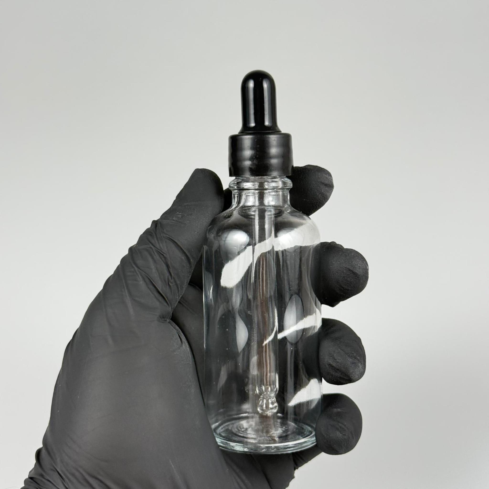 50 CC ŞEFFAF CAM DAMLALIKLI ŞİŞE - SİYAH EMZİK + SİYAH DÜZ KAPAK + CAM PİPET TAKIM - 50 ML DAMLALIKLI ŞİŞE SETİ