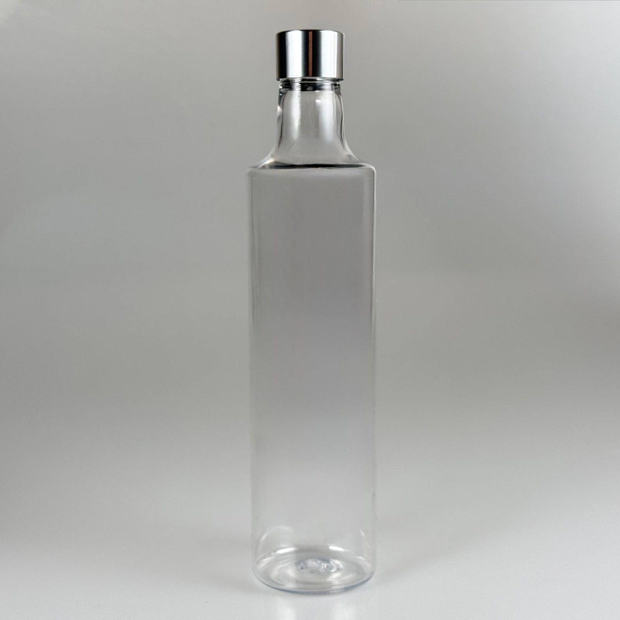 500 CC DORİKA SİLİNDİR PET ŞİŞE + ALÜMİNYUM KAPLAMALI GÜMÜŞ KAPAKLI TAKIM - 500 ML DORİKA PLASTİK ŞİŞE